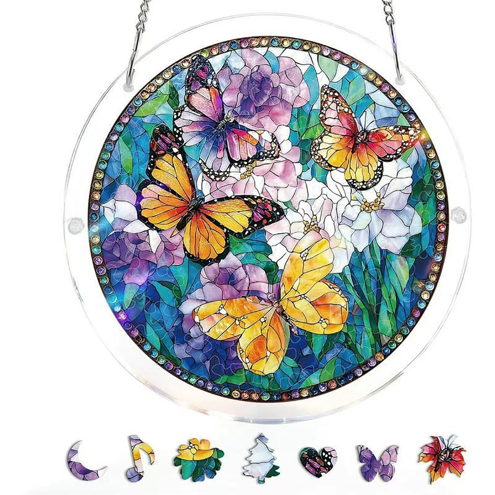 vrfvsdasAAS Window pendant, Acrylic Jigsaw Puzzle Suncatcher 83 Pieces，Acrylic Puzzles Window Hanging(Butterflies,2l(8.9 * 8.9ln))