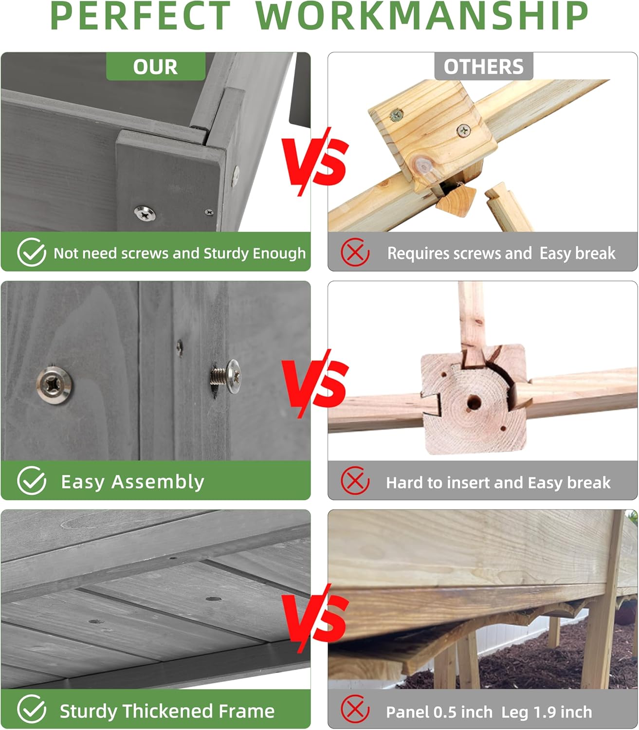 Raised Garden Bed with Legs, 31x16x31'', Outdoor Wood Elevated Planter Box, Grey Cedar, Thick Legs, w/Liner