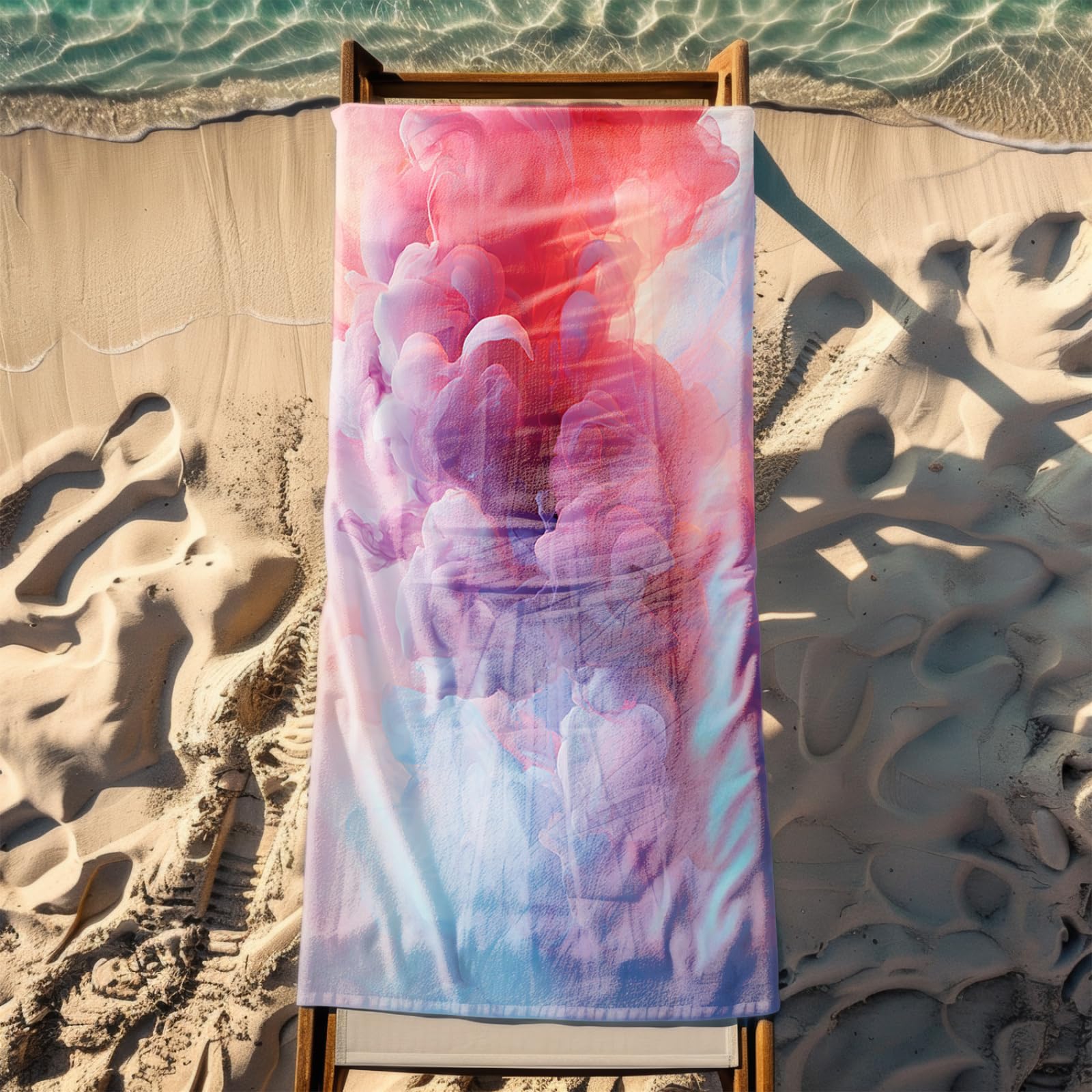Genérico Toalla Playa Grande 100X200 Patrón Púrpura Rosa Claro