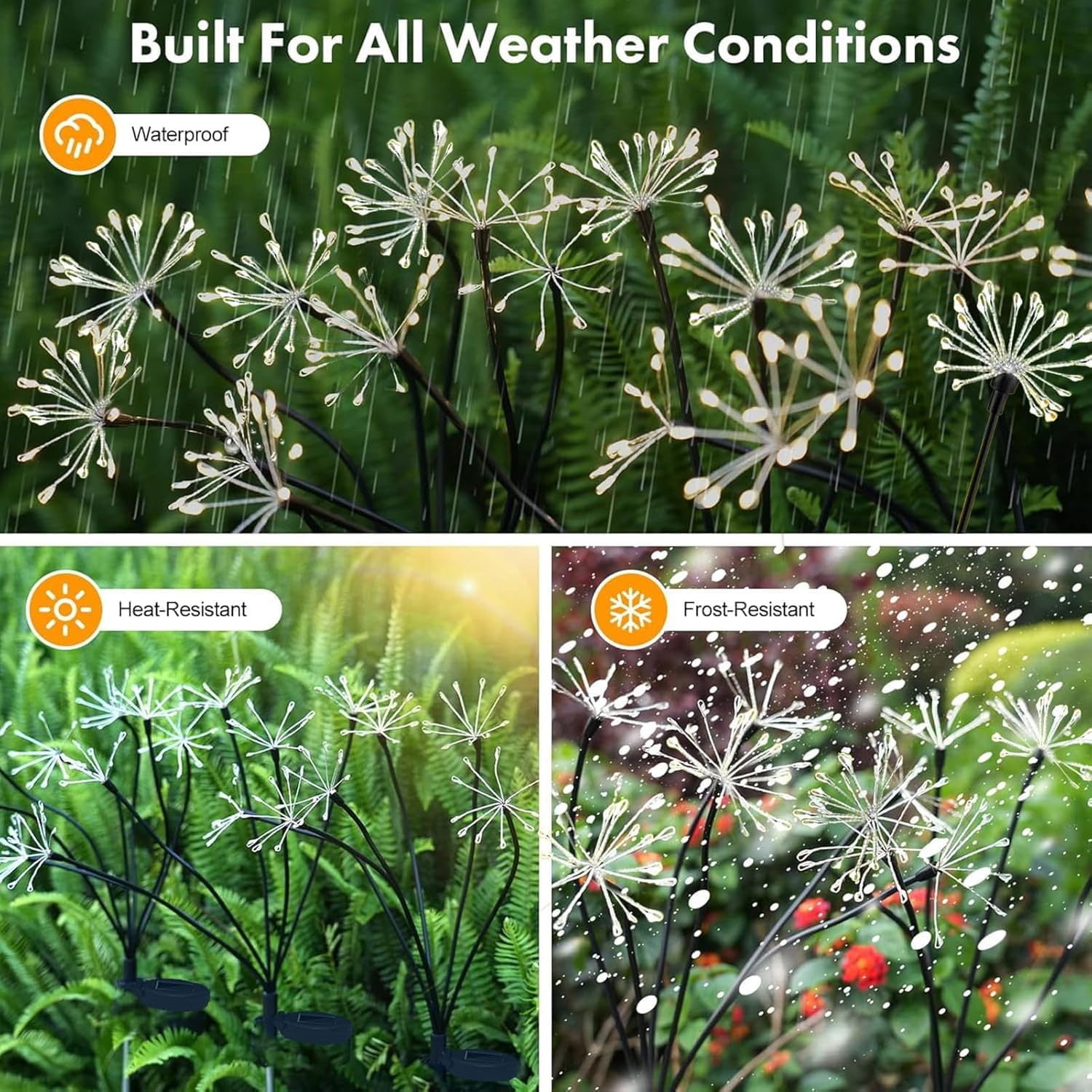 Joycome 4 Piezas 160 LED Luces Solares Exterior Jardin - Blanco Cálido