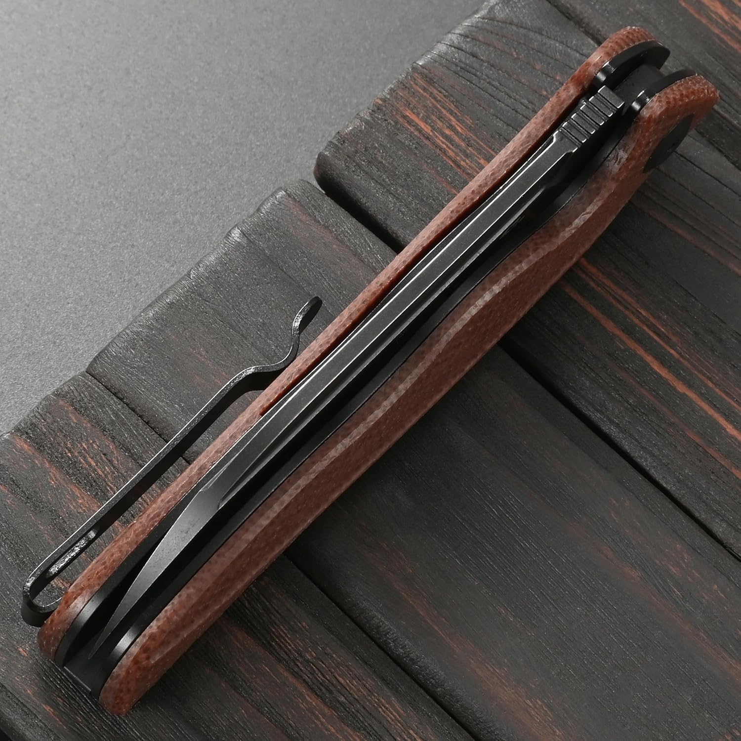 Sitivien ST103 Folding Knife, D2 Steel Blade,Micarta Handle EDC Tool Knife for Outdoor, Camping, Hunting, Survival(Brown)