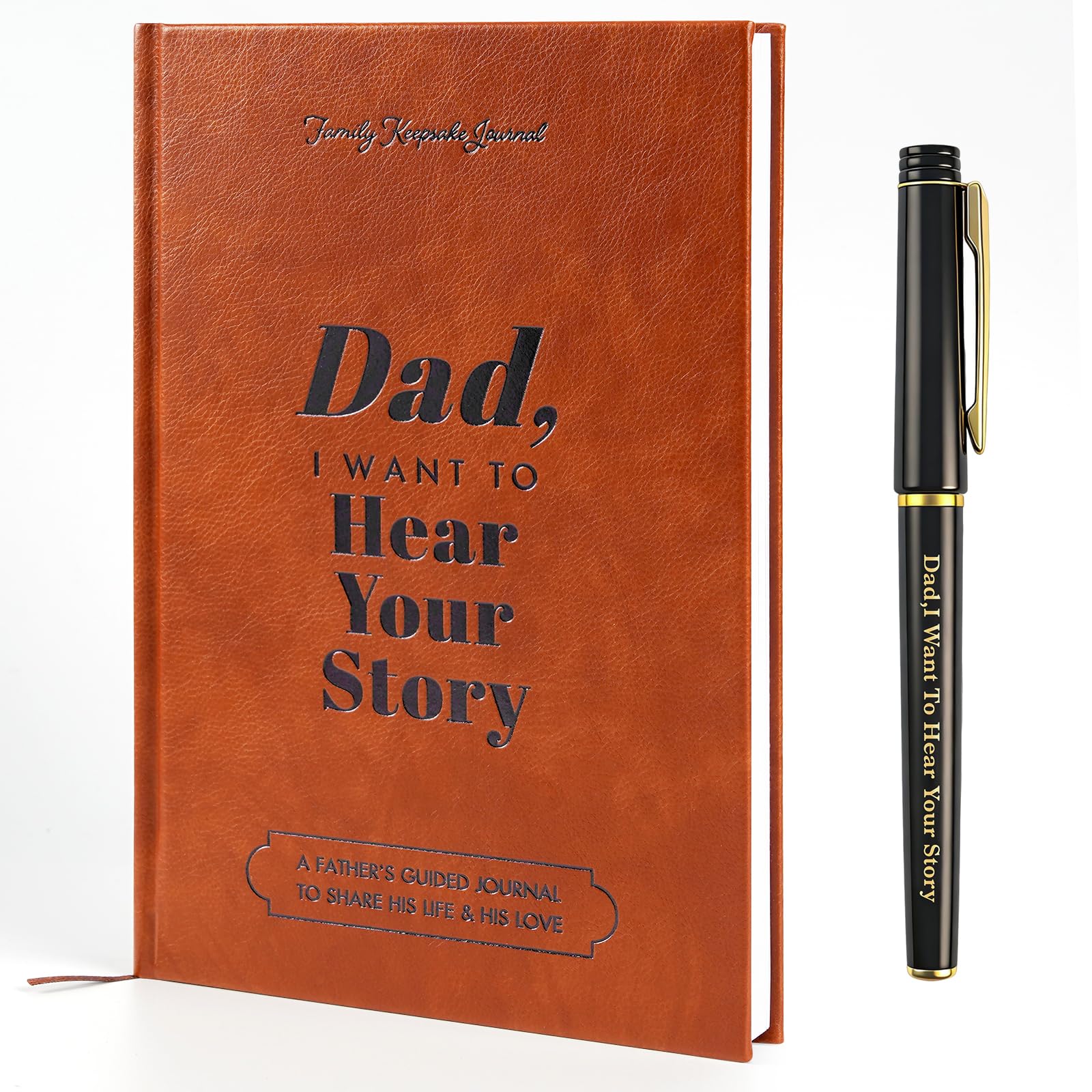 Leikedun Dad I Want to Hear Your Story Journal Book with Pen Leather Wrapped Hardback A Father’s Guided Journal To Share His Life & Love Portable Journal Birthday Gift for Dad