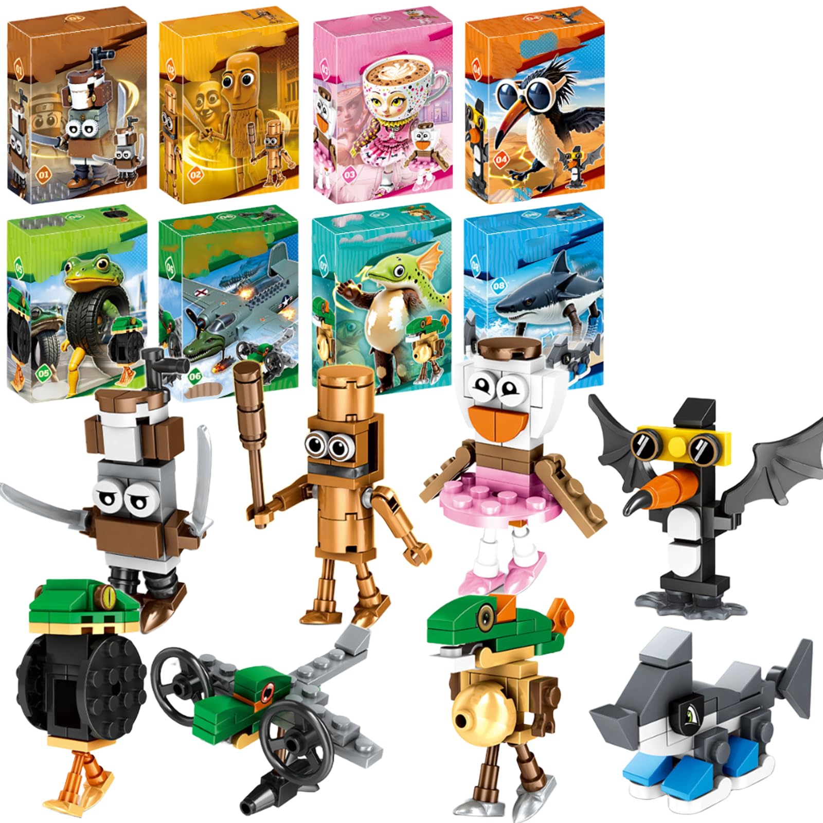 8 Piece Italian Brainrot Toys Set, Building Block Toy, Brain Rot Toys for Imaginative Play Suitable for Creative Game Time and Role Playing Activities