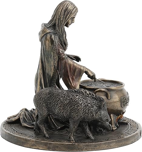 Miniatura 4 de Veronese Design Ceridwen y el caldero de 6 1/4 pulgadas Diosa celta del conocimiento de resina fundida en frío acabado de bronce estatua decoración