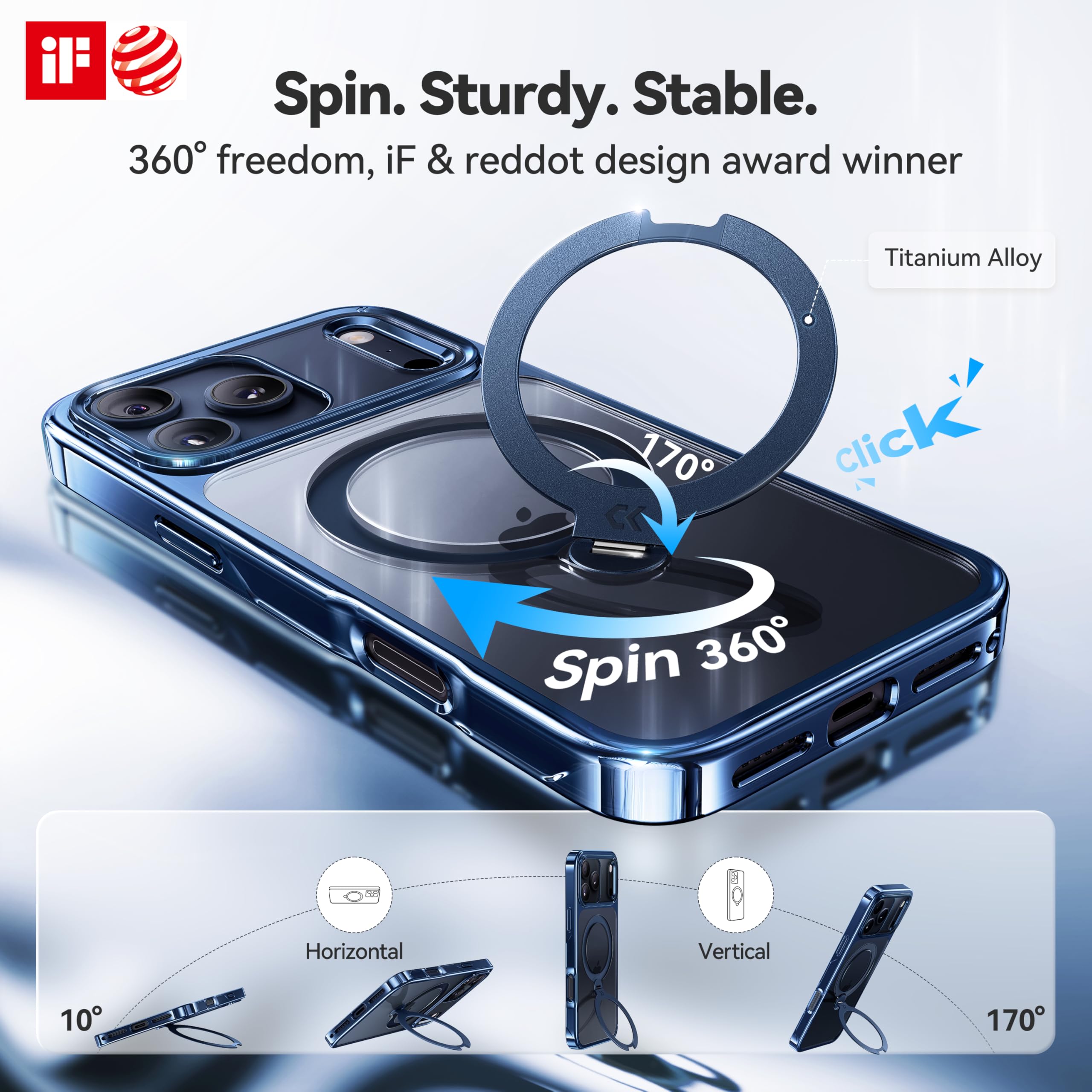 Amazon.com: CASEKOO Deep Blue Glossy Designed for iPhone 17 Pro