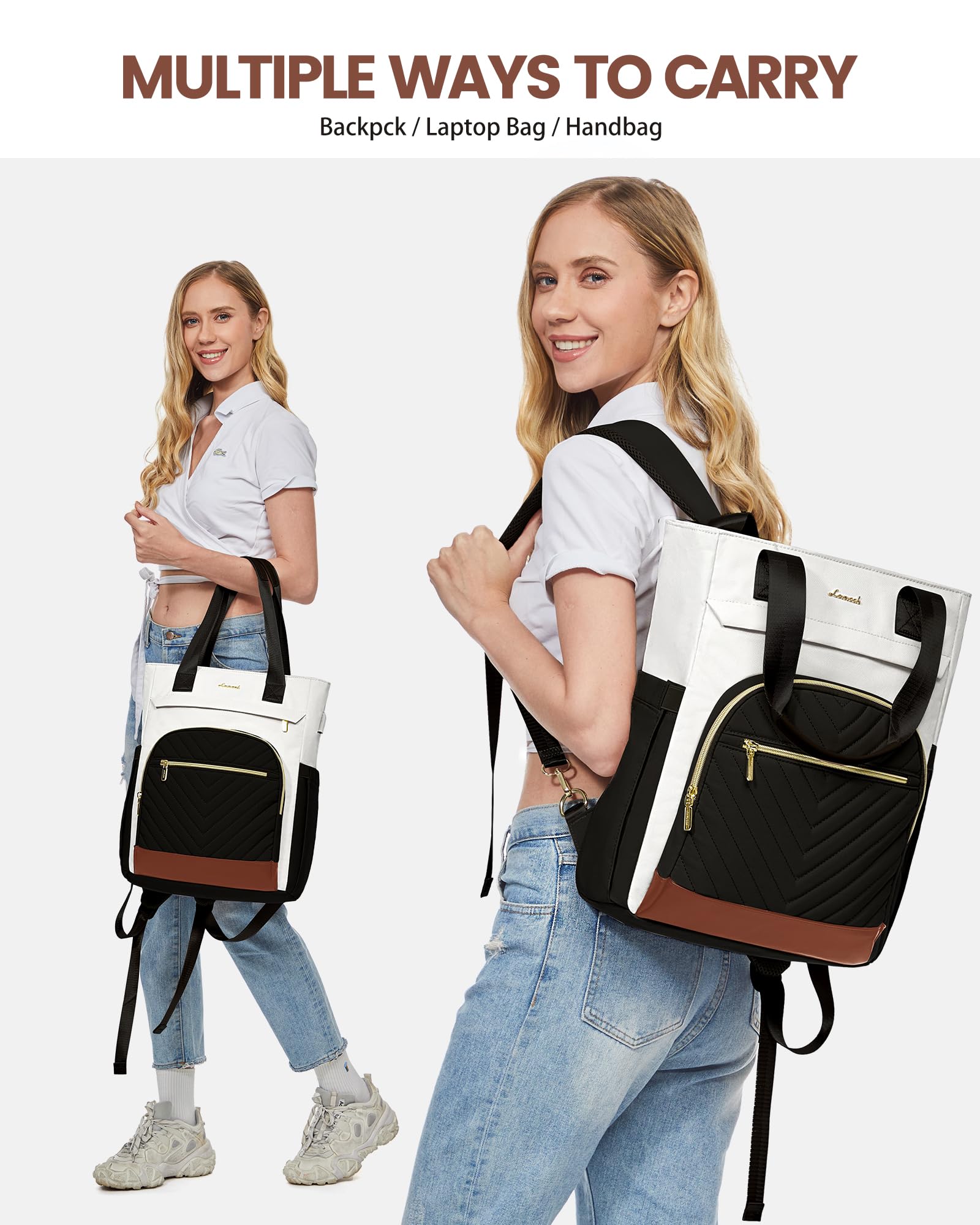 LOVEVOOK Zaino Donna, Zaino Porta PC Donna 15.6 Pollici Borsa Zainetto Donna Elegante 2 in 1 Zaino da Viaggio Zaini Scuola Superiore Media Moda Backpack per Università Ufficio Travel