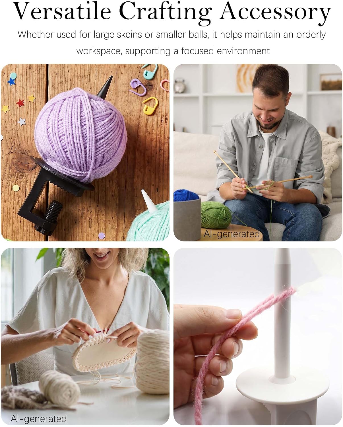 2 Pack Table Clamp Yarn Spindle for Knitting and Crochet image 2