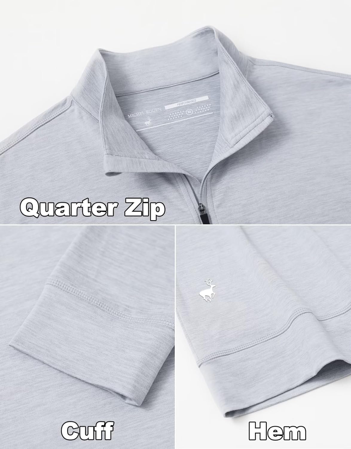 MICHEL ROUEN Quarter Zip Pullover Men Lightweight Dry Fit Mock Neck Midlayer Soft Sport 1/4 Zip Pullover Mens Heather Sweater - Image 5