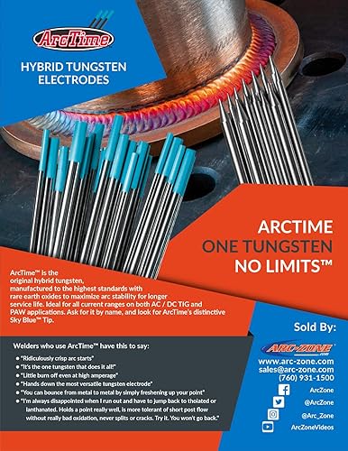 Miniatura 5 de ArcTime TIG - Electrodos de tungsteno de mezcla de tierras raras, no radiactivos, no toriados híbridos prémium (azul cielo, EWG) 116 pulgadas x 7