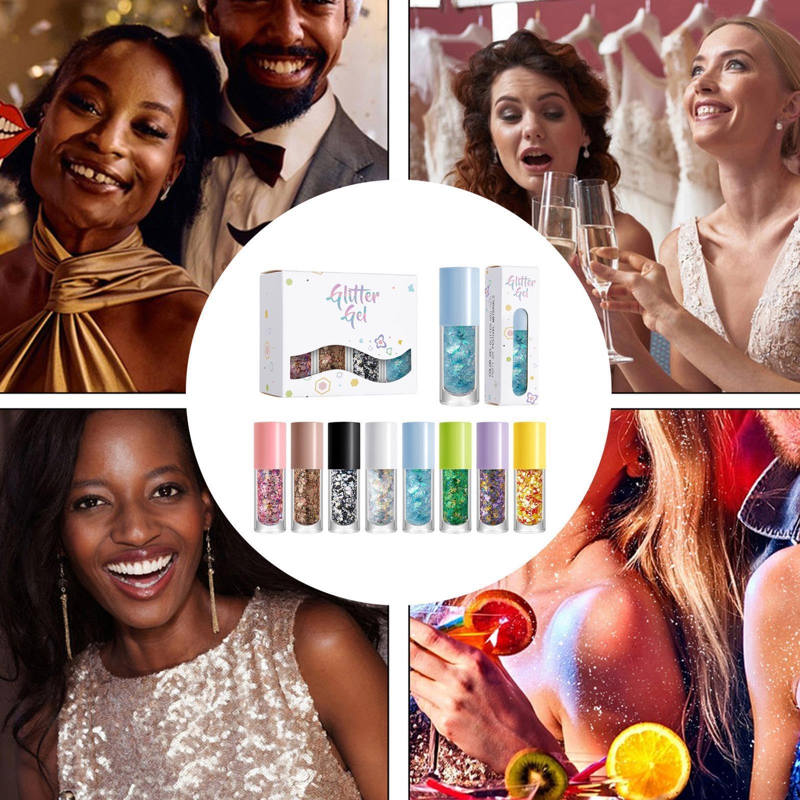 Brillantini Viso Effetto shimmer a lunga durata brillante | Gel Glitter per il Corpo e il Viso Per Bambini, Ragazze, Donne, Uomini, Compleanno, Festa, Parata, Festival, Di Calcio