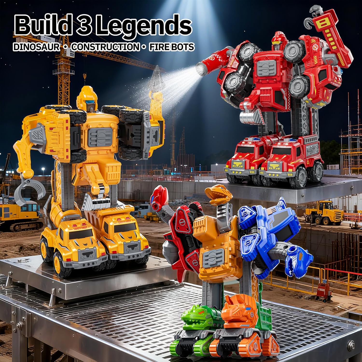 Transform Toys for Boys 4-6, 5 in 1 Take Apart Toys for Boys 3-5, Construction Excavator Transform Assembling Robot Toy for Kids, Educational Birthday Gift for 4 5 6 7 8 Year Old Boy Girls - Image 7