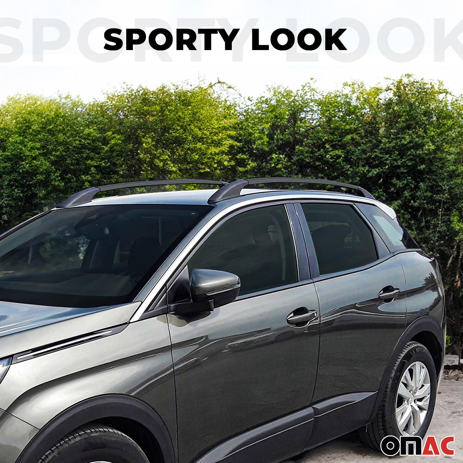 OMAC Dachreling Relingträger kompatibel mit Honda Jazz 2020-2025 5-Tür Aluminium Schwarz 2X