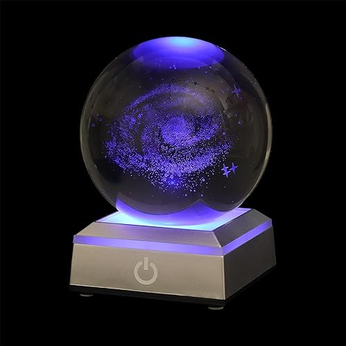 Bola de cristal del sistema solar 3D, 3.15 pulgadas, decoración de astronomía científica, regalos con base de lámpara LED, modelo de sistema solar,