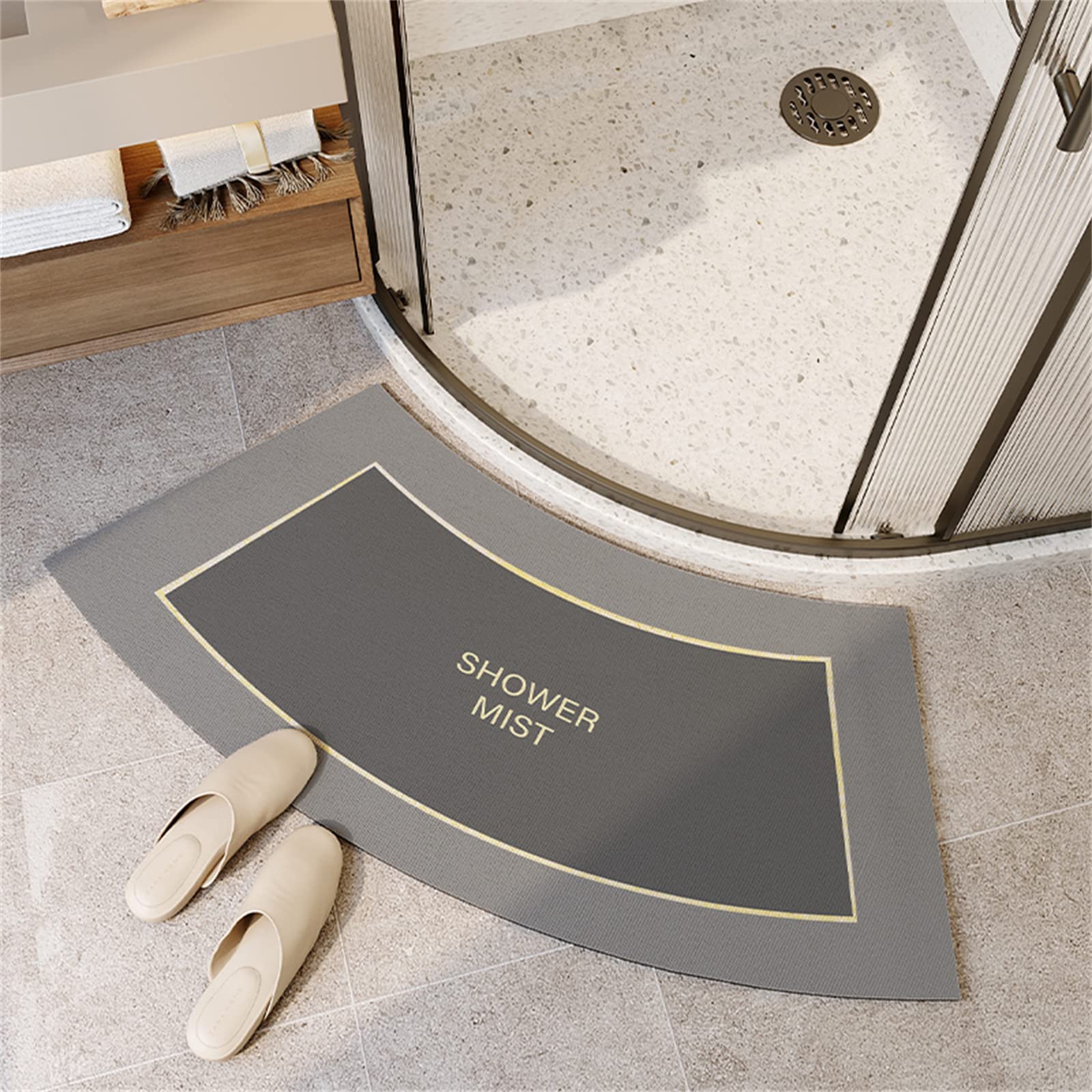 Diatomaceous Earth Bath Mat Super Absorbent Fanned Floor Mat, Quick-Drying Bathroom Rugs, Shower Mats Non-Slip Bath Tub for Quadrant Shower Stall, Simple Kitchen (Size:45 * 100cm,Color:m)