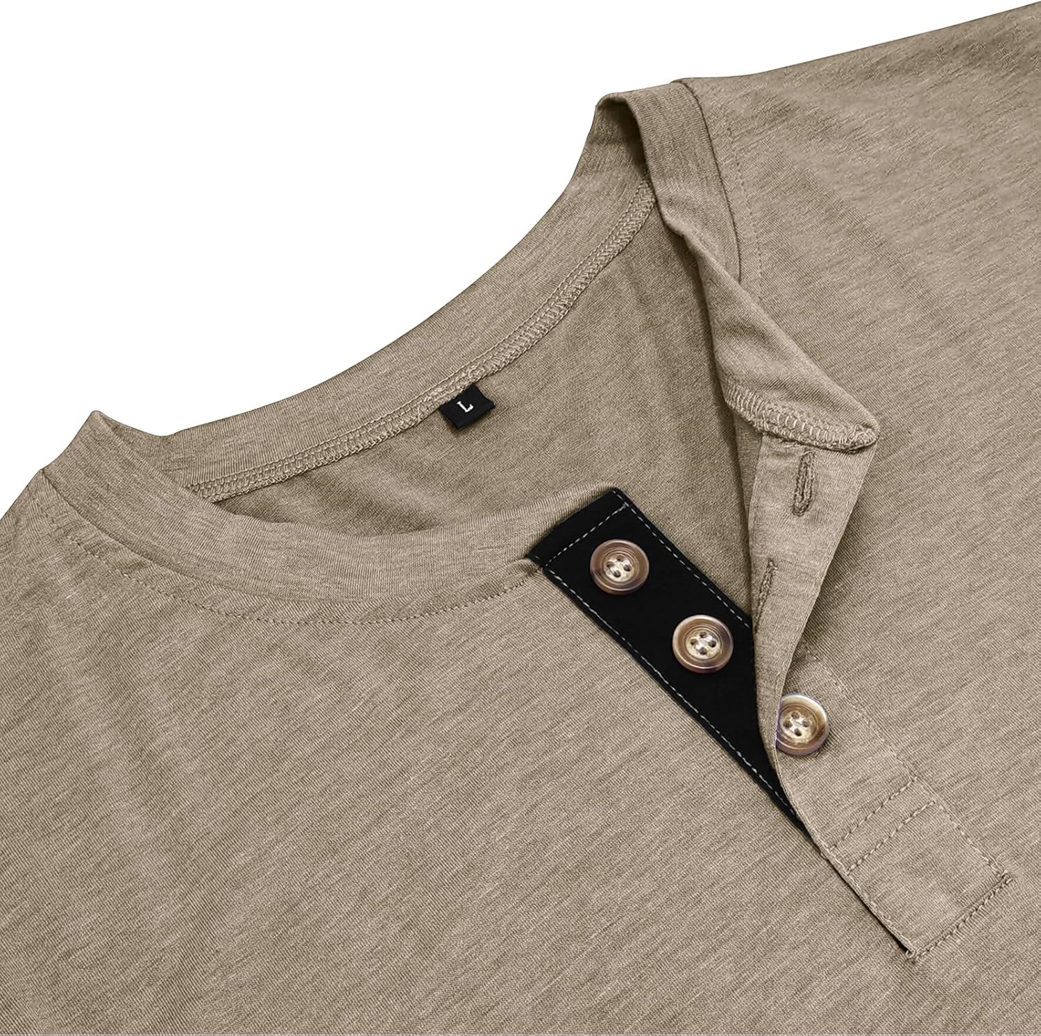 Men's Long Sleeve Henley Shirt Cotton Blend Casual Basic Top Fashion Button T-Shirt with Pocket - Image 4