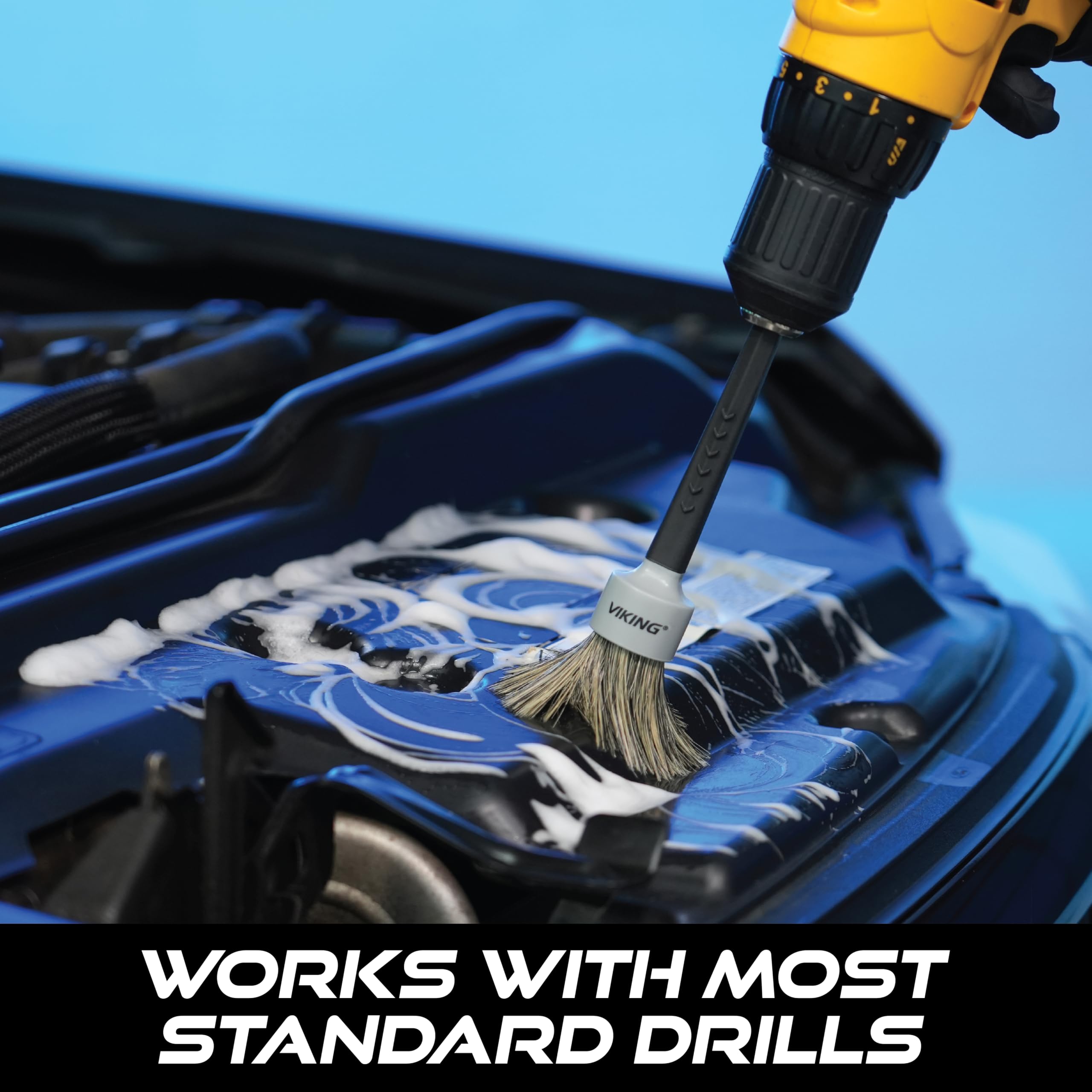 VIKING Bohrer-Detail-Pinsel-Set, professionelles 2er-Pack mit superweichen Borsten für den Innenbereich, und Premium-Borstenmischung für Außendetails und Auto-Detaillierungs-Kit