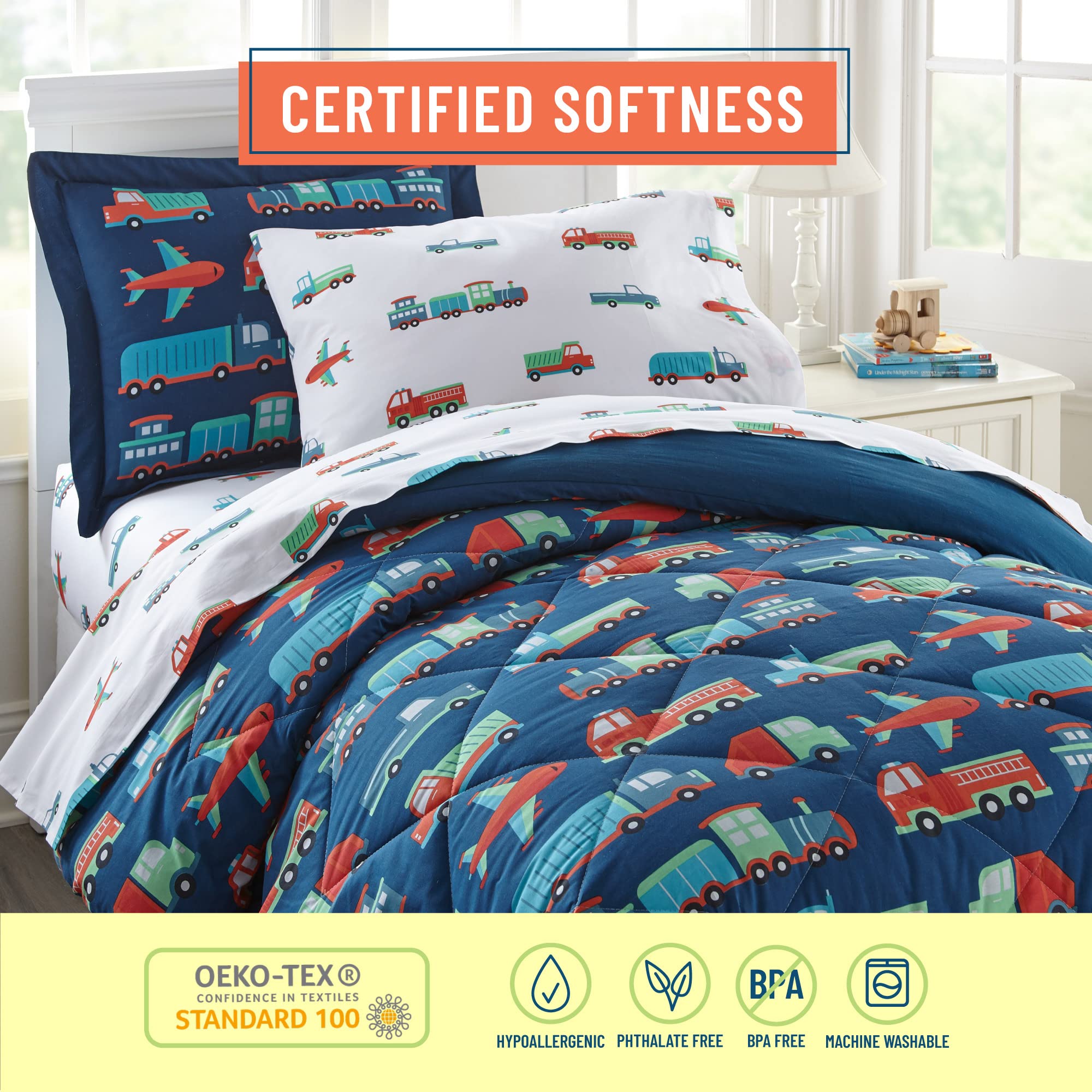 Wildkin Parure De Lit Pour Enfants 100 % Coton Pour Garçons Et Filles, Parure De Lit Comprenant Un Drap-housse, Un Drap-housse Et Deux Taies D'oreiller Standard, Idéale Pour Les Câlins Douillets