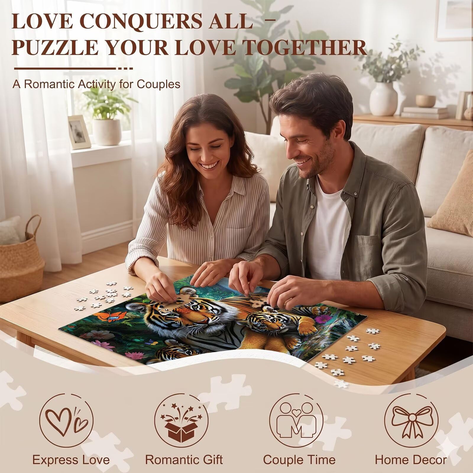 tigre fiore Puzzle 5000 Pezzi per Adulti, Puzzle in Legno - Collezione Classica con Poster Incluso - Sfida di Concentrazione e Passatempo Antistress, Gioco Educativo per Famiglia, 156 x 105 cm f0-614