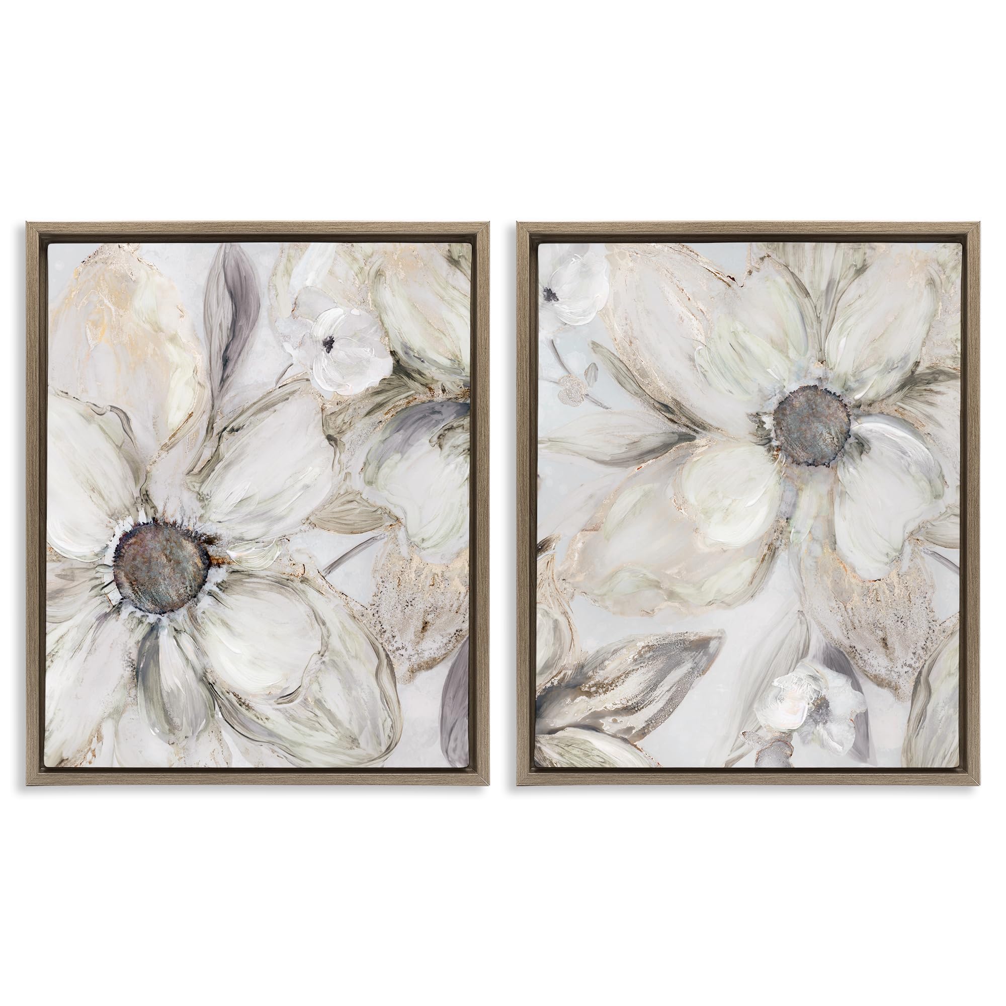 Sandstone Tinted Blooms, 24 x 30 Inch Canvas in Floater Frame Set
