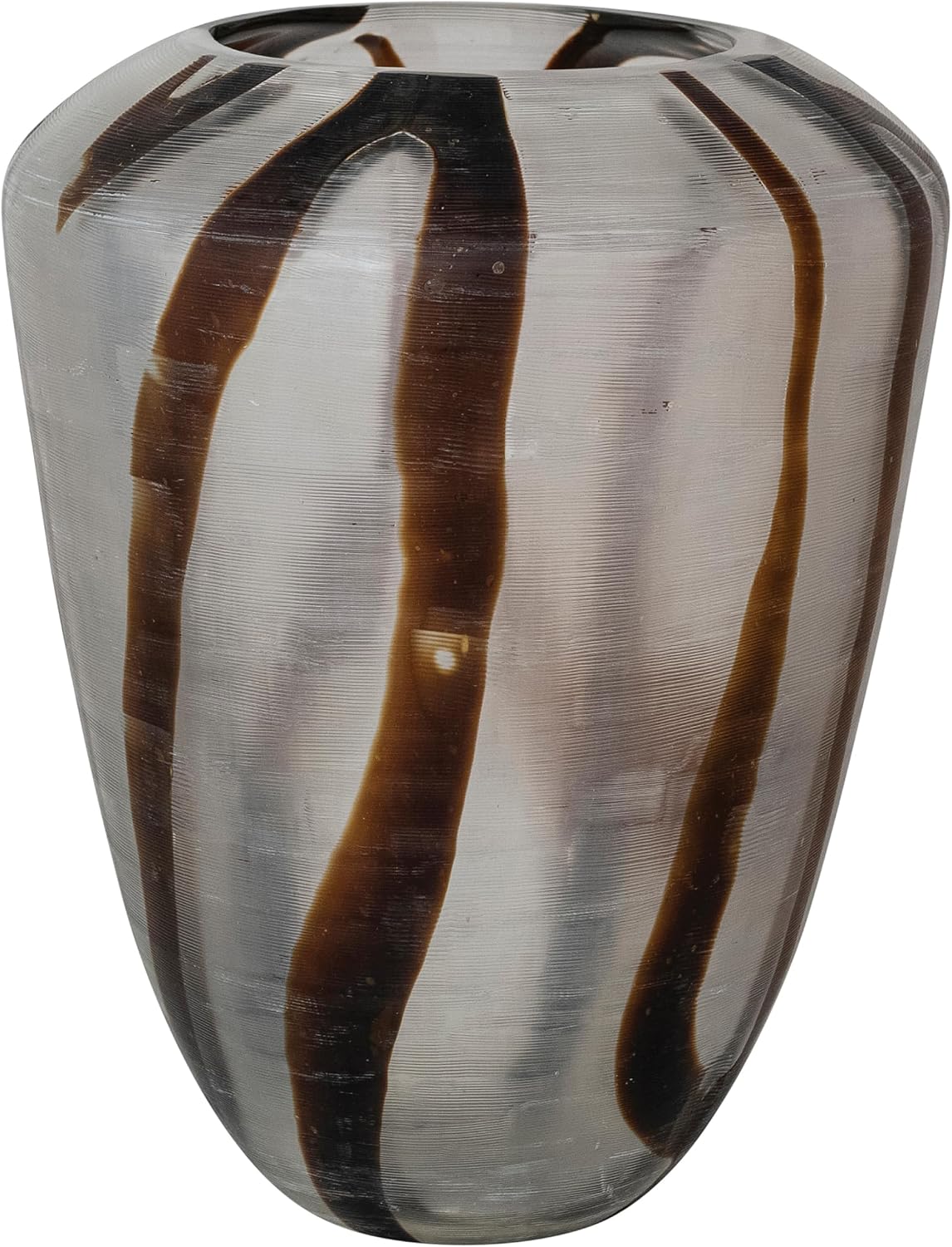 Creative Co-Op Art Glass Vase with Abstract Design, Brown
