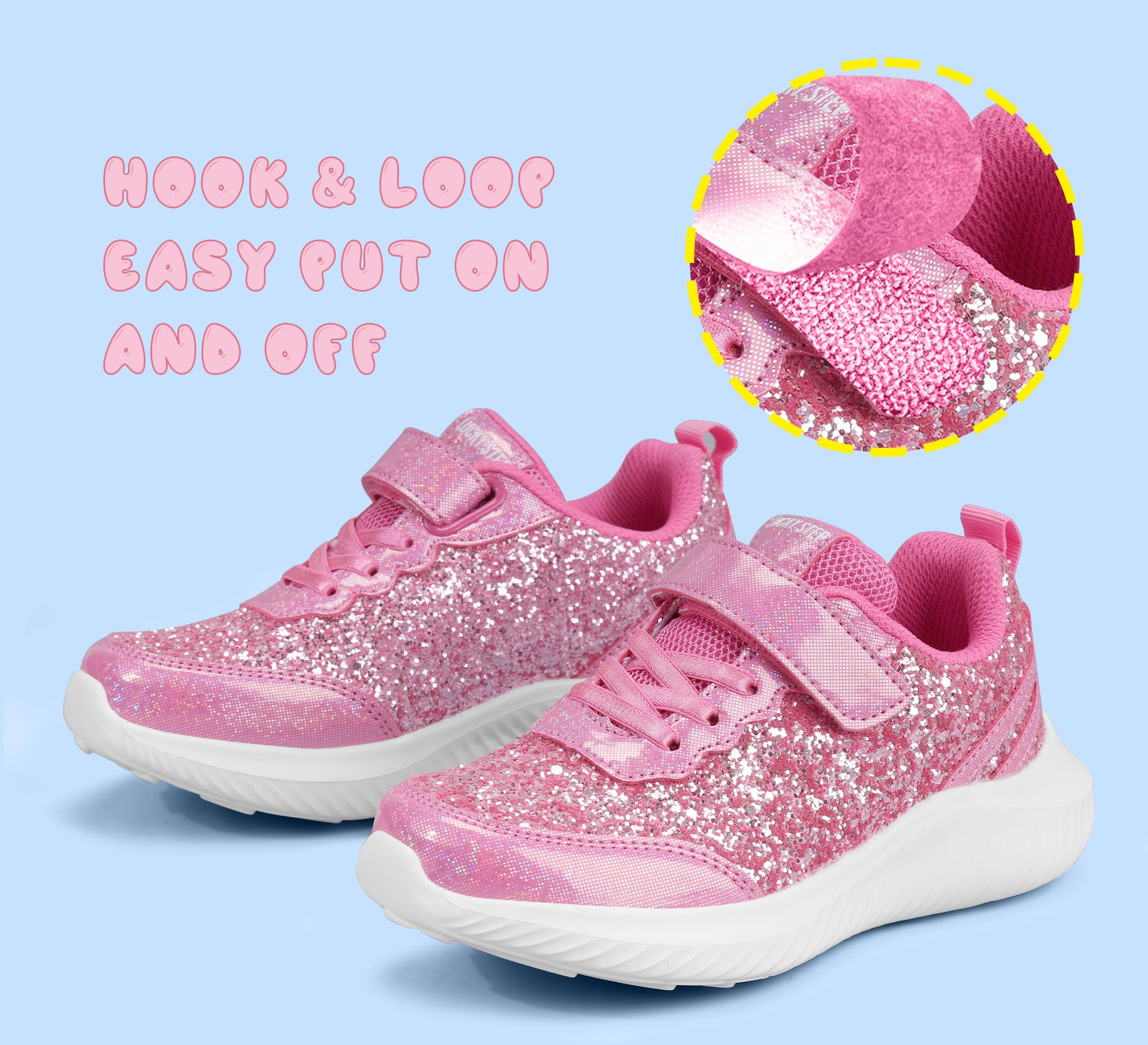 LUCKY STEP Scarpe da Ginnastica alla Moda per Bambini, Scarpe Sportive da Tennis con Paillettes per Ragazzi/Ragazze | Princess Bling Shiny Athletic Walking Scuola Tennis Scarpe per Ragazzi/Ragazze
