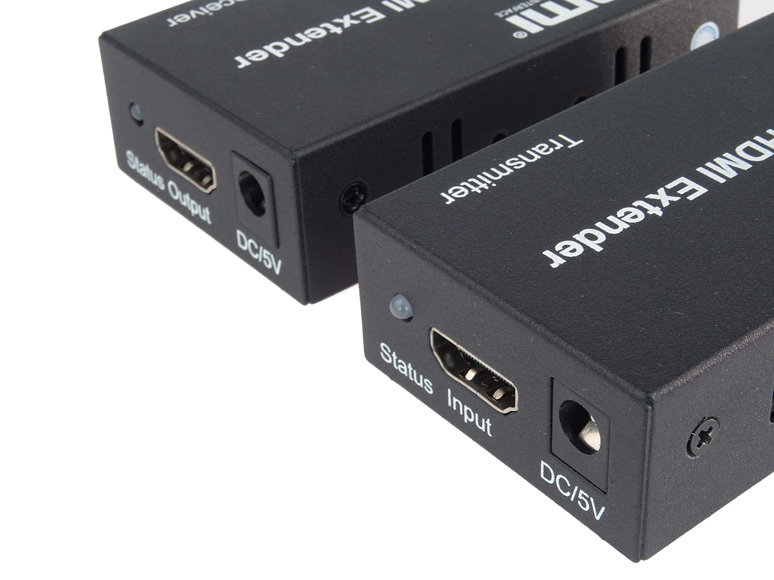PremiumCord Przedłużacz HDMI 4K na 100 m za pomocą kabla CAT5e/Cat6, metalowa obudowa, status LED, kompatybilny z wideo 4K UHD, Full HD 1080p 60Hz, HDCP, czarny