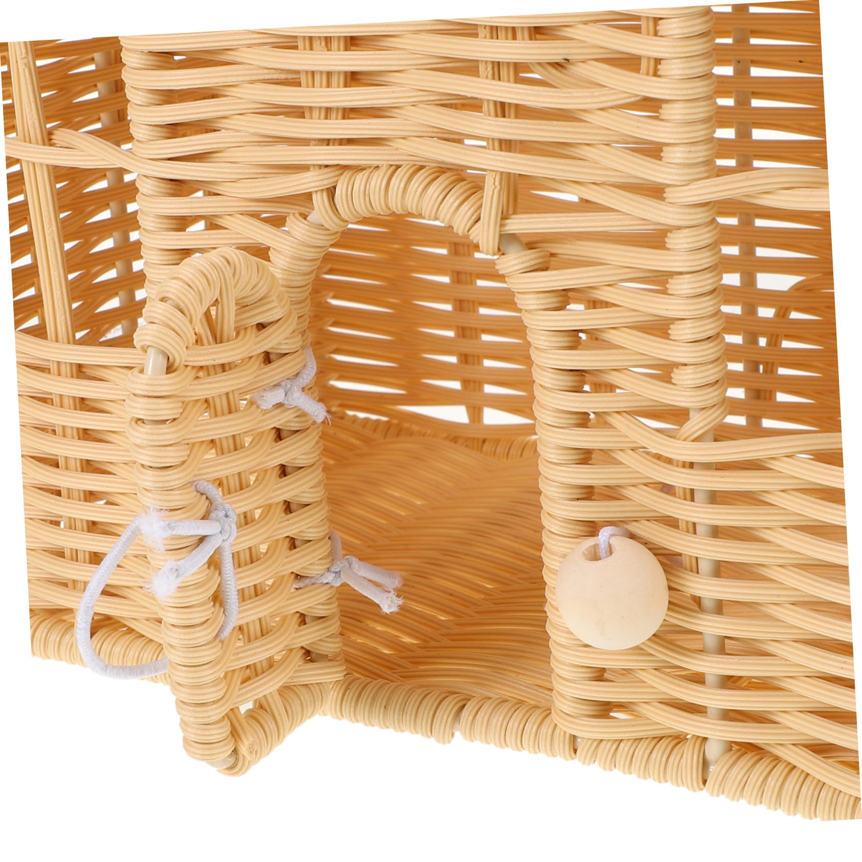Cabilock Cesta de Dulces Navideña Hecha Mano con Asa Cesta Tejida de Ratán Sintético con Forma de Casa para Dulces y Chocolates para Recuerdos de Fiesta y Decoración de Hogar