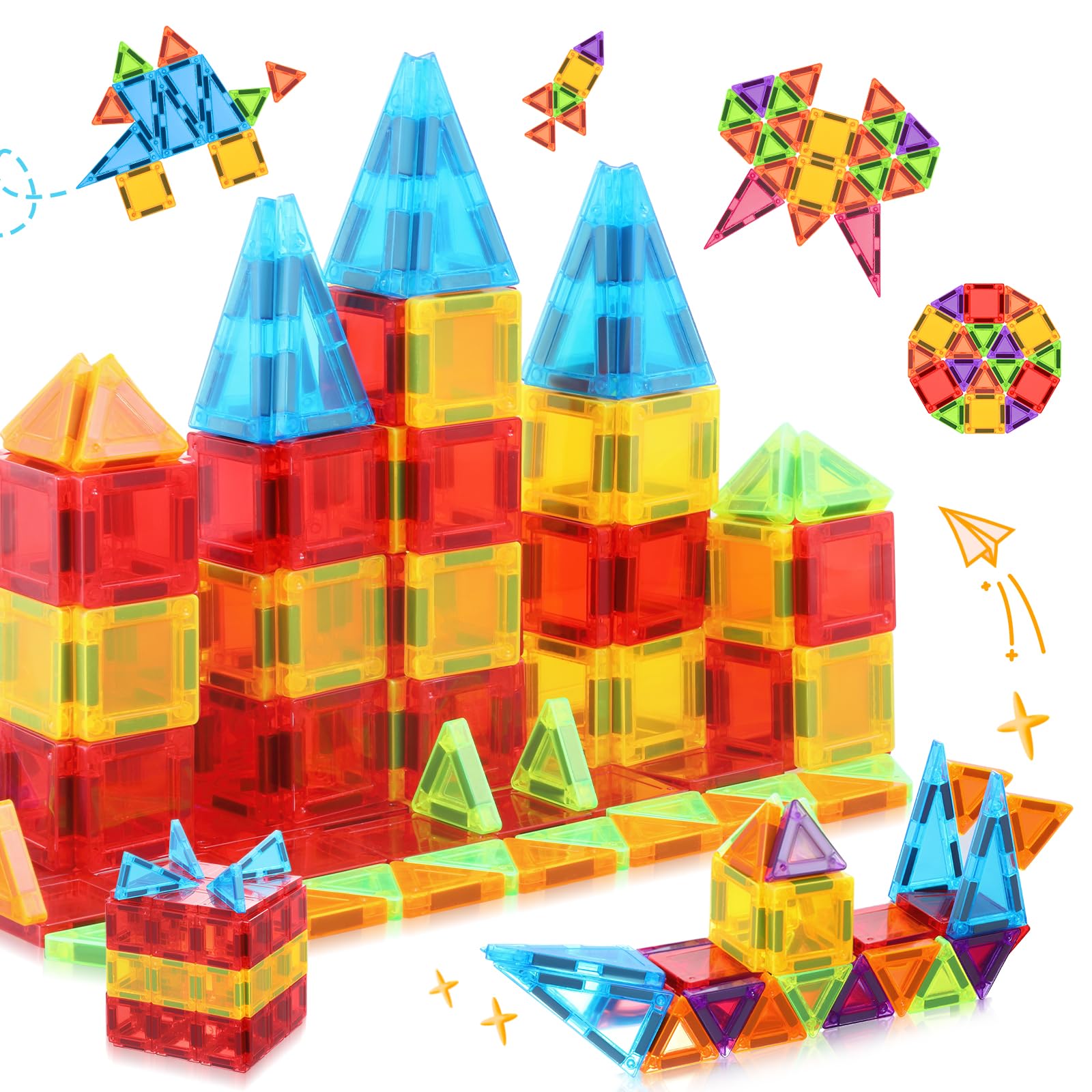 Magnetic Tiles, Travel Mini Magnetic Tiles, STEM Building Blocks Sets, Construction Travel Set Toys for Boys Girls Kids Toddlers Ages 3 4 5 6 7 8 9+ Year Old