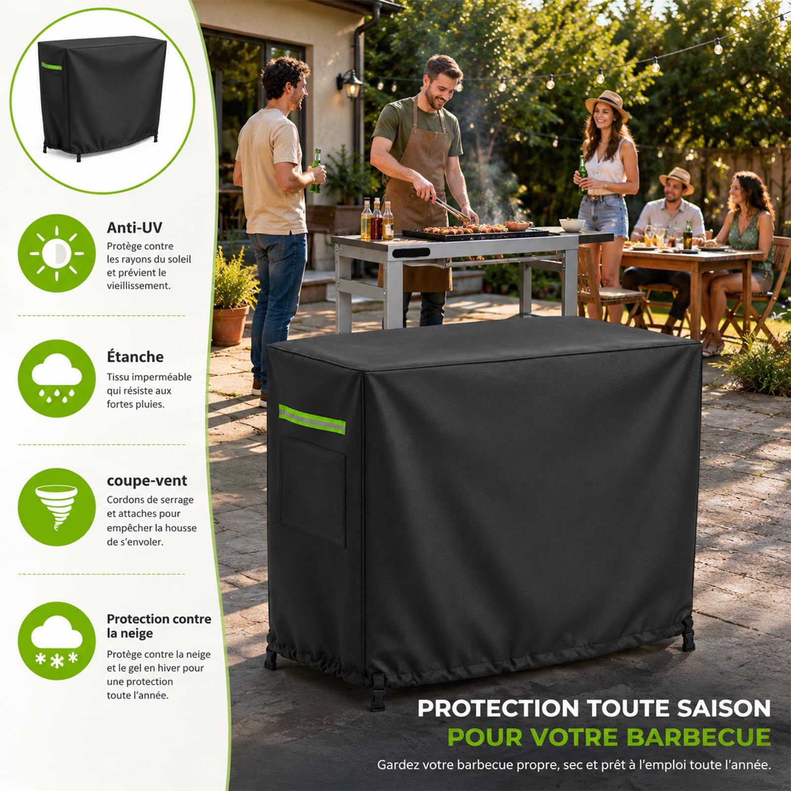 Funda para carrito Plancha, 100 x 60 x 90 cm (largo x ancho x alto), funda protectora para barbacoa, lona impermeable de poliéster con goma elástica para plancha y carrito