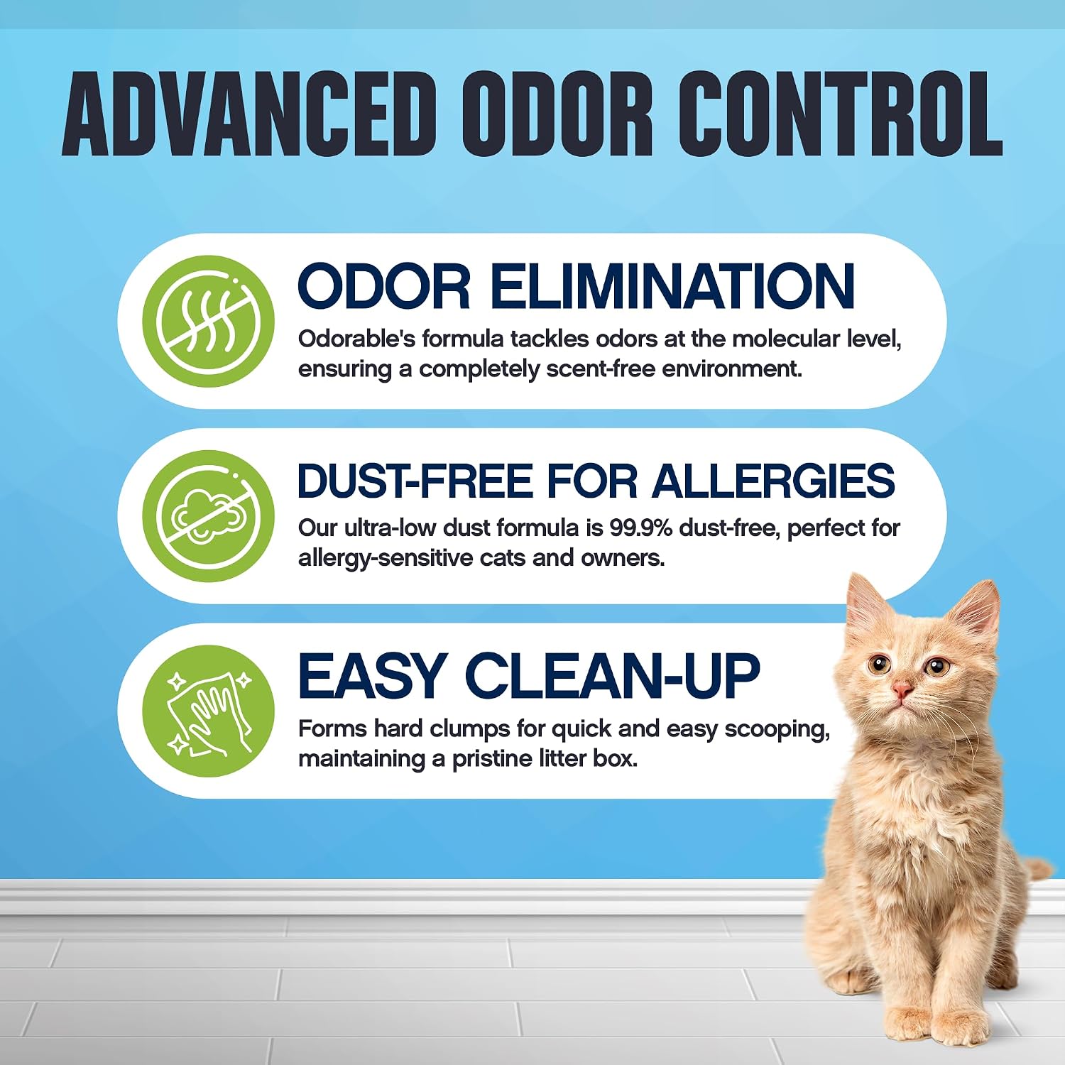 Premium Clumping Cat Litter - Advanced Odor Control - 20 Lbs | Fragrance-free, Dust-Free, Low Tracking, Hard Clumping, Unscented, Ideal for Sensitive Multiple Cats