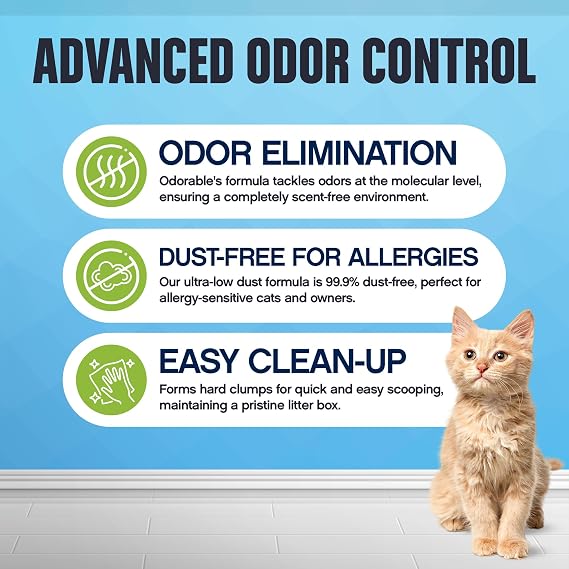 Fragrance-Free Premium Clumping Cat Litter - 20 lbs - Advanced Odor Control Technology, Dust-Free, Low Tracking, Hard Clumping, Unscented, Ideal for Sensitive Multiple Cats