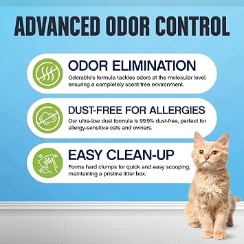 Fragrance-Free Premium Clumping Cat Litter - 20 lbs - Advanced Odor Control Technology, Dust-Free, Low Tracking, Hard Clumping, Unscented, Ideal for Sensitive Multiple Cats