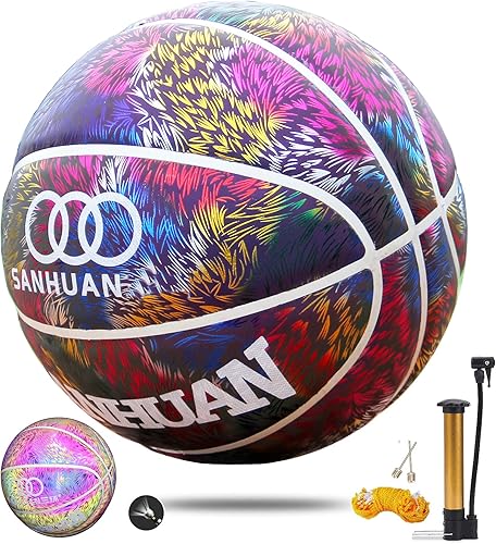 admecoo MenWomen's Basketball Size 67 College Basketball Colorful Street Basketball 28.5" with Pump for Indoor and Outdoor for Women, Girls, Boys