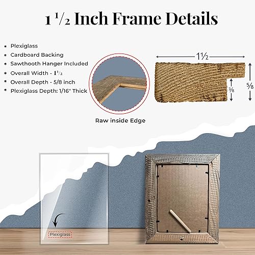 Miniatura 6 de BarnwoodUSA - Marco de fotos rústicas de 3.81 cm.  1 12 pulgadas de ancho, 100% madera reciclada, color gris, Madera, negro (Smoky Black), 16x20