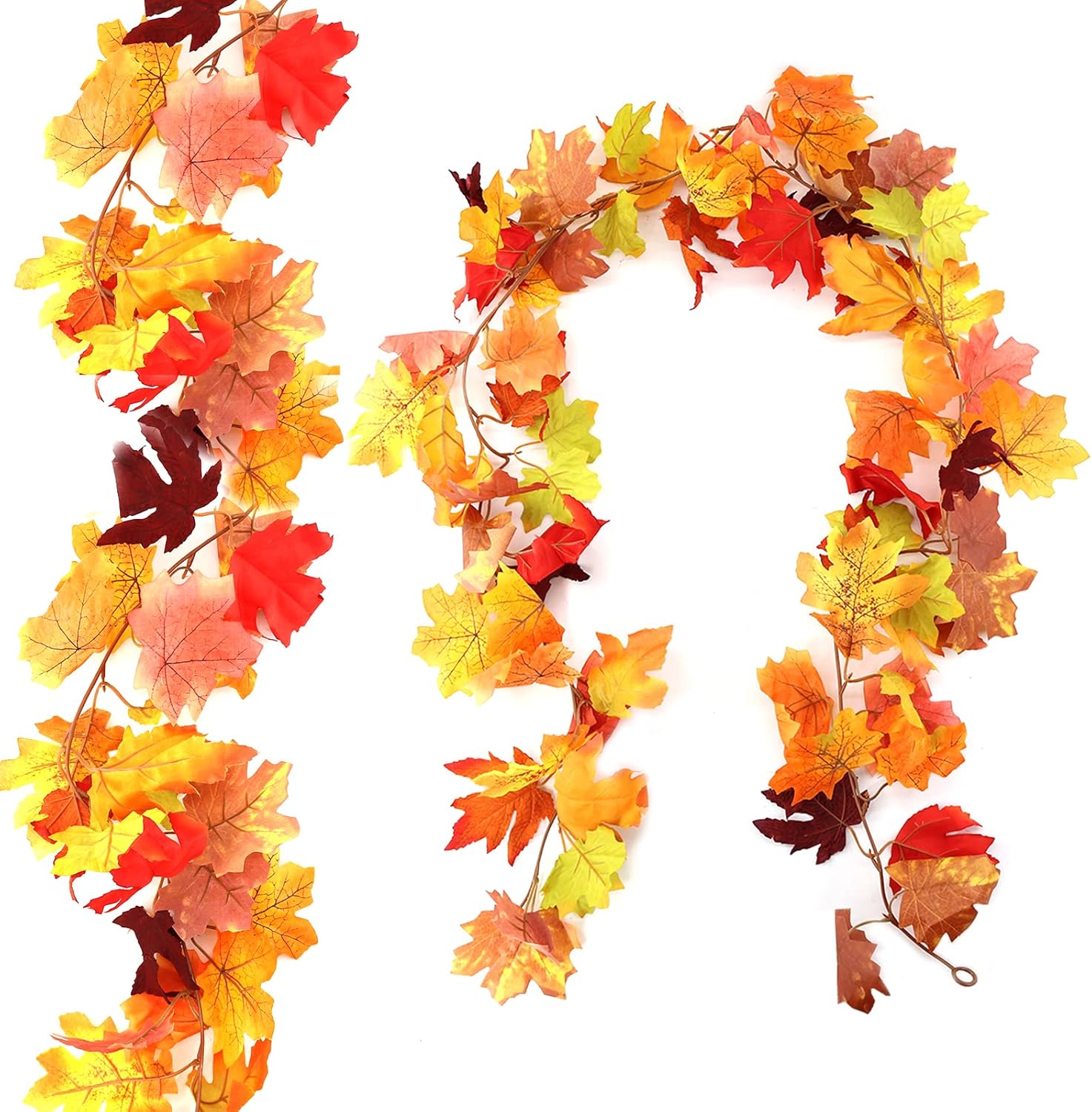 Newthinking 2 Pack Autumn Leaf Garlands, 6 ft/175 cm Artificial Vine Autumn Leaves Garland with