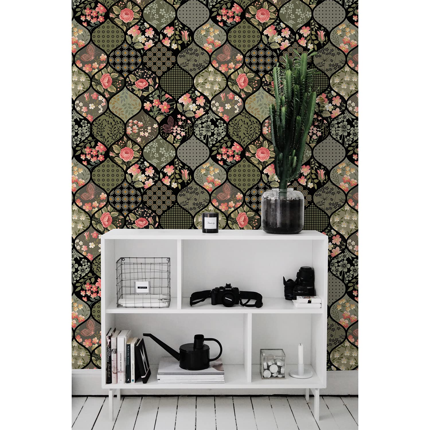 Papier peint latex 250x250cm Coloray avec des formes florales de patchwork