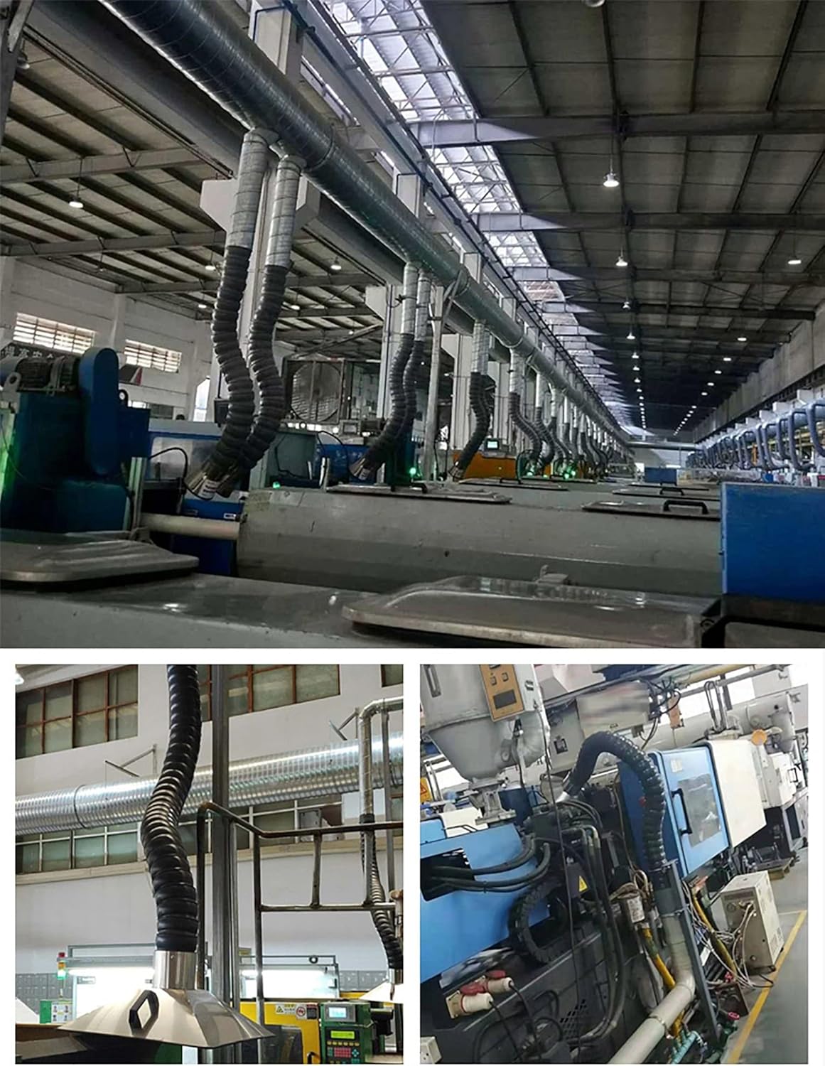 360° Articulated Fume Extraction Arm with Adjustable Hood, Flexible Exhaust Hose for Welding Smoke and Industrial Workshop Ventilation(160mm-L150cm)