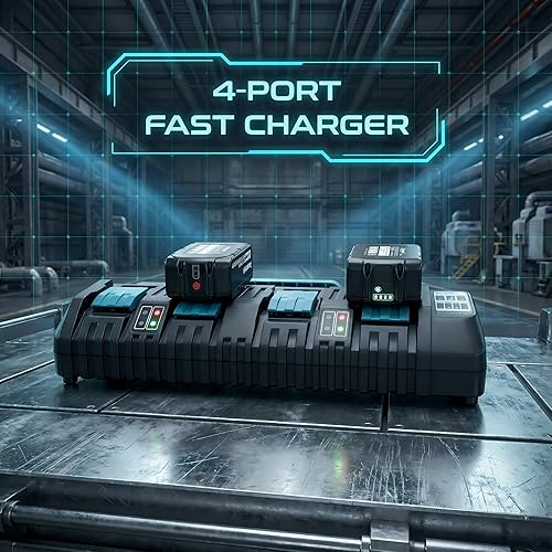 Miniatura 2 de Biswaye Cargador rápido de 4 puertos de 18 V DC18SF compatible con Makita batería de litio de 14.4 V-18V BL1830 BL1840 BL1850 BL1860 BL1820B BL1815