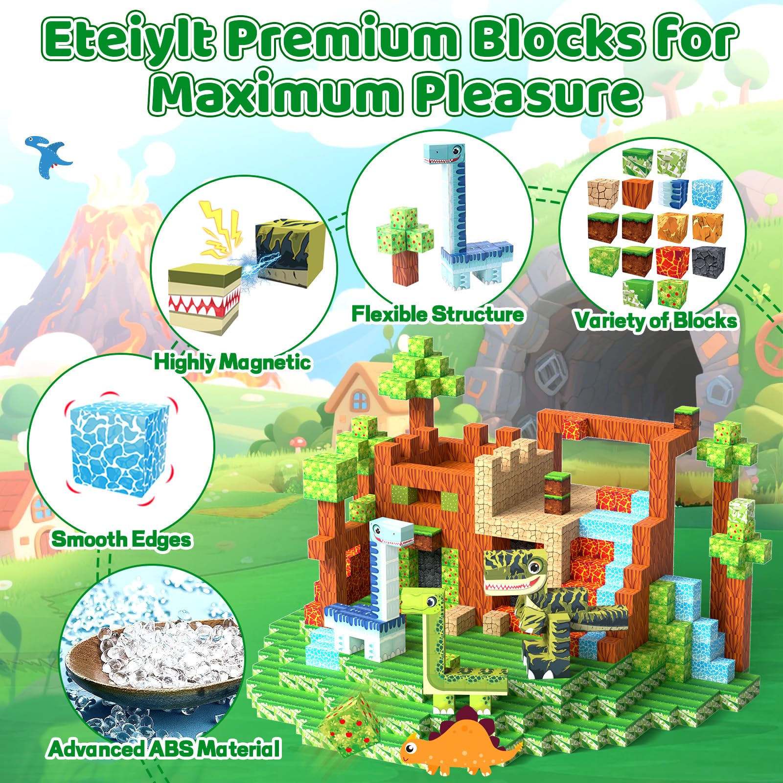172 PCS Construcciones Magnéticas Bloques, Cubos Magnéticos, Bloques de Construcción Magnéticos, Juguetes de Construcción de Cubos Magnéticos, Juguetes Creativos para Niños y Niñas Partir de 3 Años
