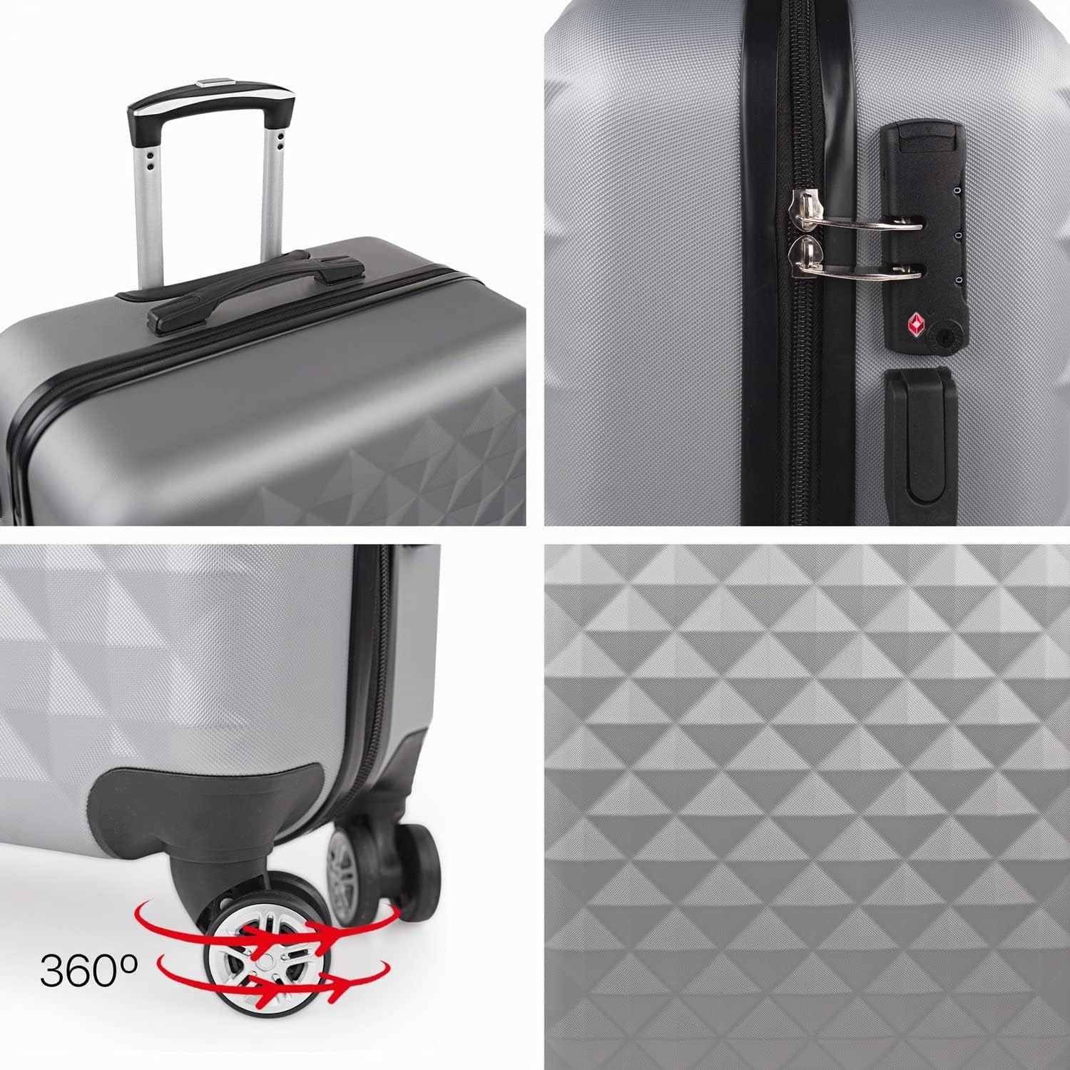 ITACA - Maletas Grandes De Viaje Rígidas Ligeras con 4 Doble Rueda 360° Candado de Combinacion TSA Maleta Grande 23 Kilos Alta Resistencia Maleta XL Duradera, Plata