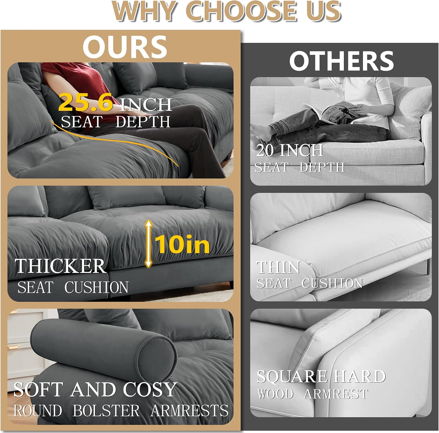 130" Modular Sectional Cloud Couch, Oversized 3-Seater Couch with 2 Ottoman, Comfy Velvet Fluffy Sofa, Deep Seat L Shaped Sectional Couches for Living Room