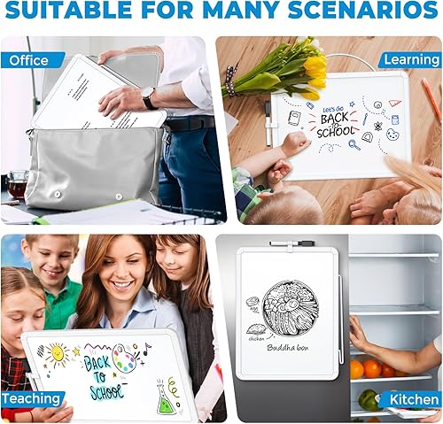 Vista 77 de MaxGear Pizarra pequeña de borrado en seco, pizarra blanca colgante de doble cara de 14 x 11 pulgadas para pared, mini pizarra blanca con 3 Blanco