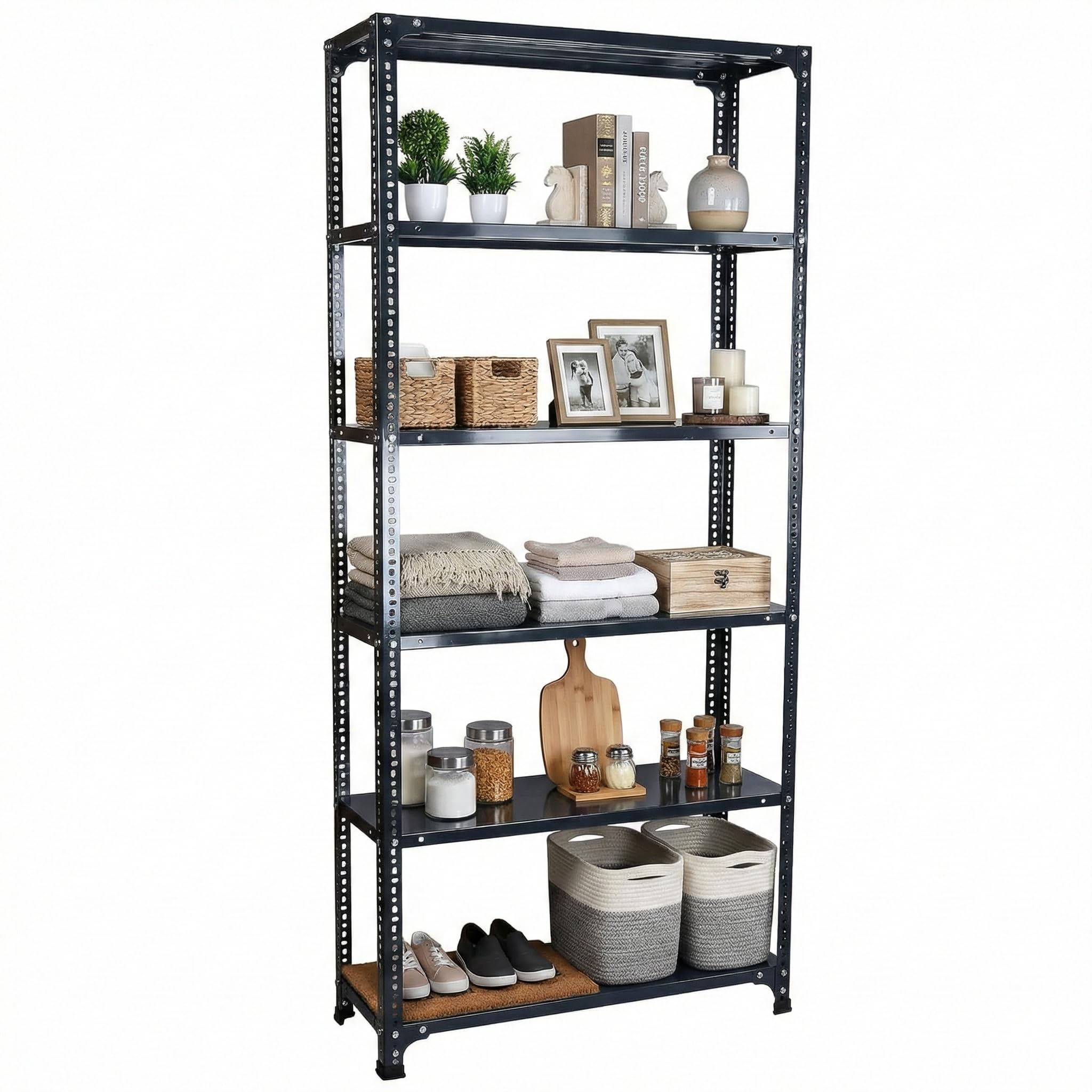 Mil-Nil Prime CRC Sheet 6 Shelf Multipurpose Space Saving Storage Rack, 78 x 36 x 12 Inch, 24 Gauge (Grey) 16 Gauge Angles-image-43