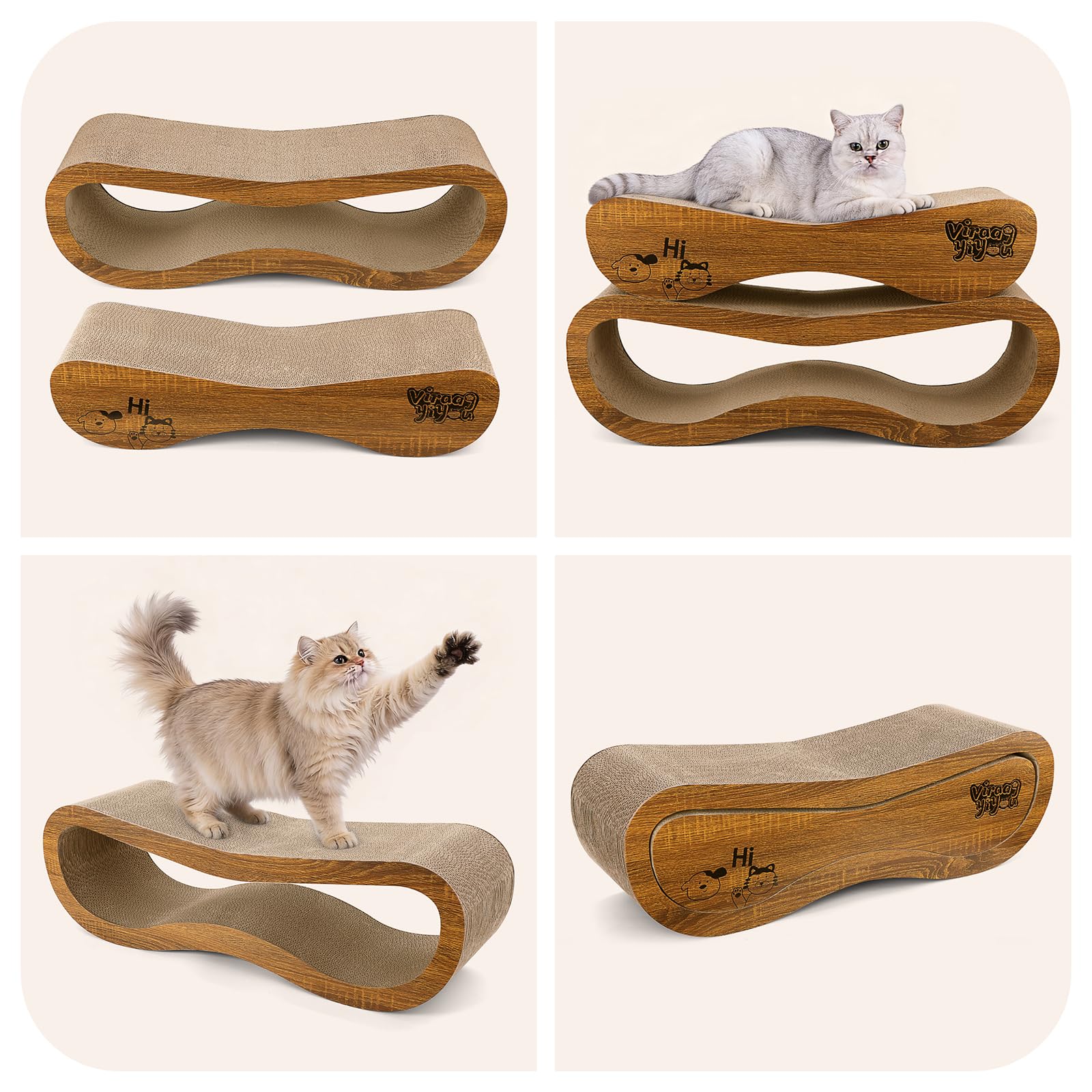 Rascador para Gatos 2 en 1, Tablero rascador Premium, Juego de rascadores, Poste rascador Resistente a arañazos (Grande (70 cm de Largo x 23 cm de Alto) y pequeño (62 cm de Largo x 15 cm de Alto)
