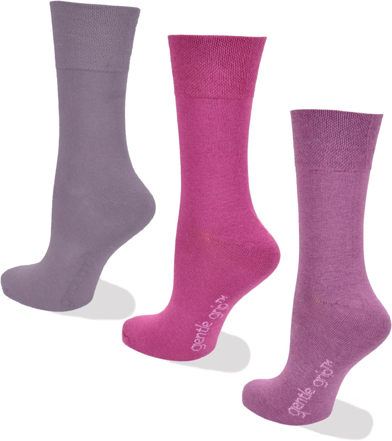 Maybury SocksWomens Socks, Gentle grip for comfort, 3 Pairs of Plum colour socks, 4-8 UK, 37-42 EU, Light Hold honeycomb top, ideal elastic free Diabetic Socks