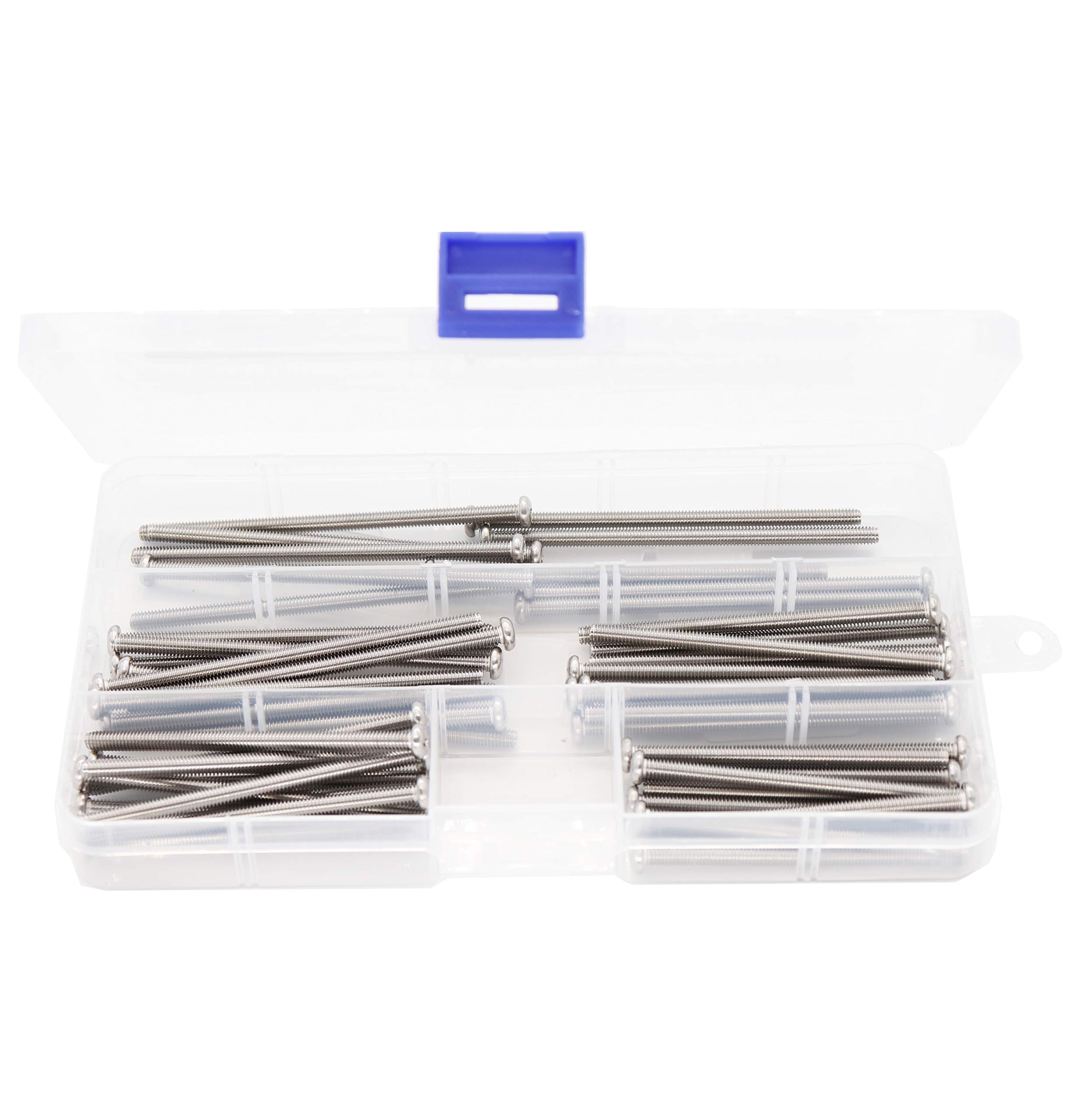 binifiMux 100pcs Pan Phillips Head M4 Machine Screws Hex Nuts 304 Stainless Steel Assortment Kit, M4x60mm/ 65mm/ 70mm/ 75mm/ 80mm