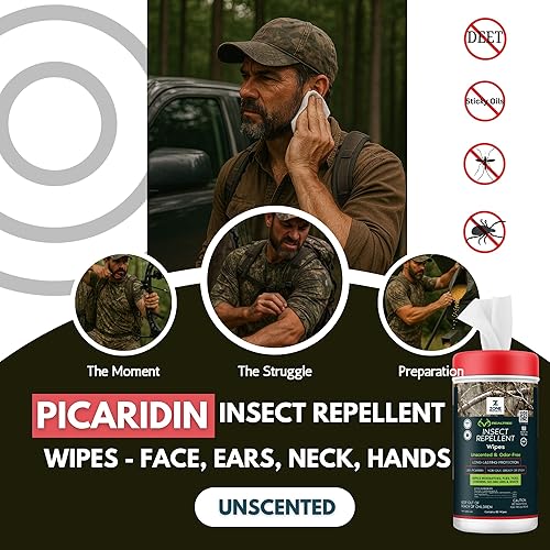 Miniatura 3 de Zone Realtree - Toallitas repelentes de insectos con picaridina para cazadores 80 toallitas con infusión de picaridina perfectas para manos, cara,