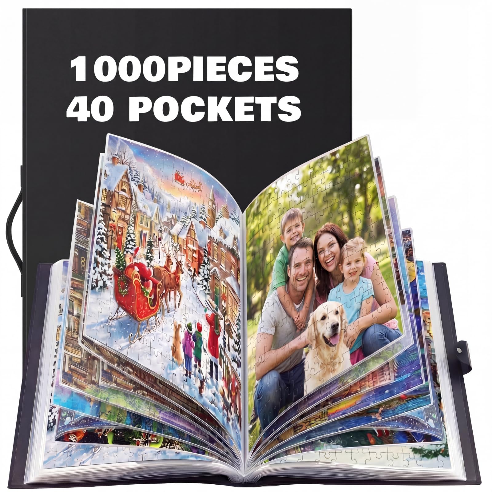 Feifeiya 40 Pockets Puzzle Folder 1000pcs Black 28x20.5
