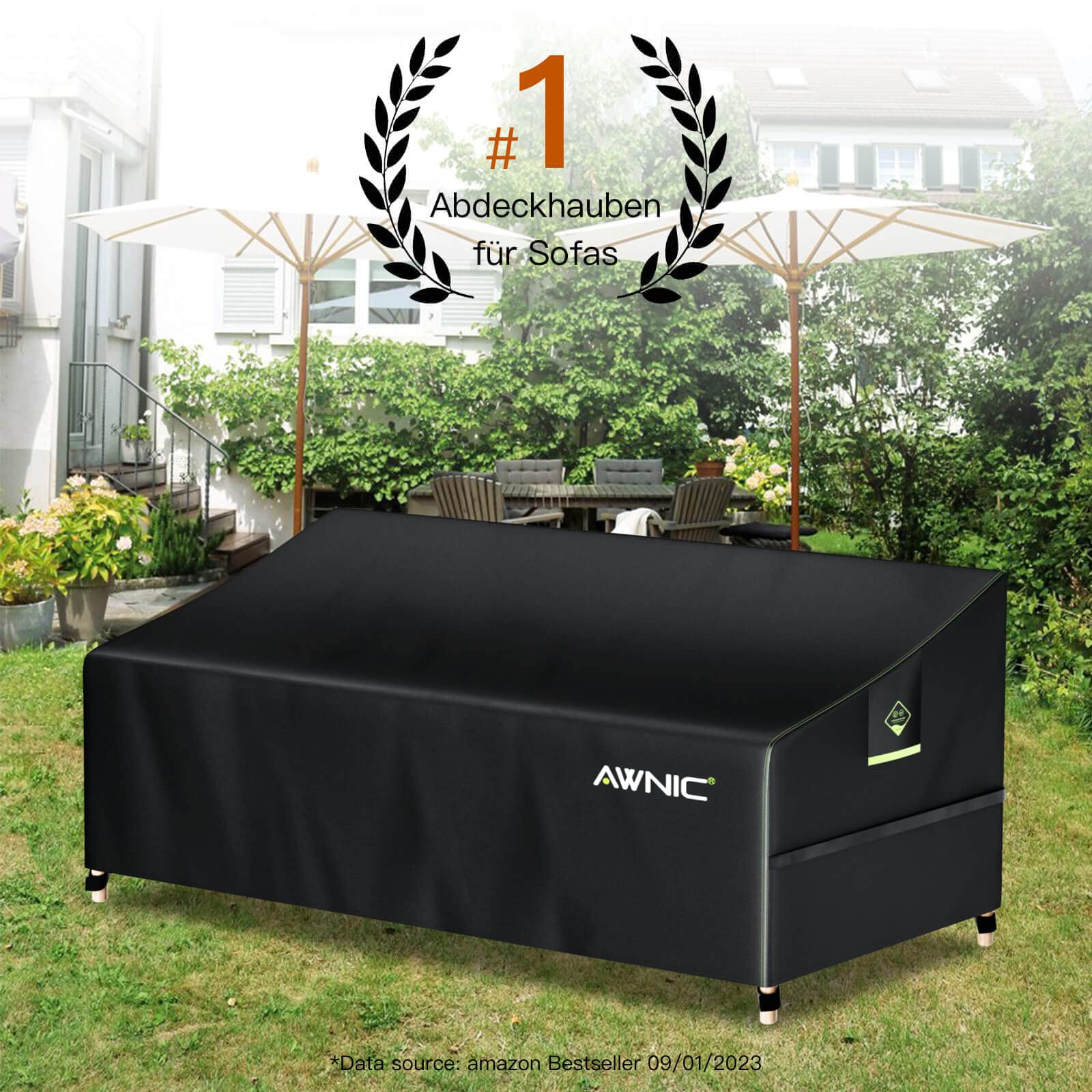 Awnic Housse de canapé imperméable pour canapé 3 Places - en Polyester 420D - 220 x 85 x 61/71 cm