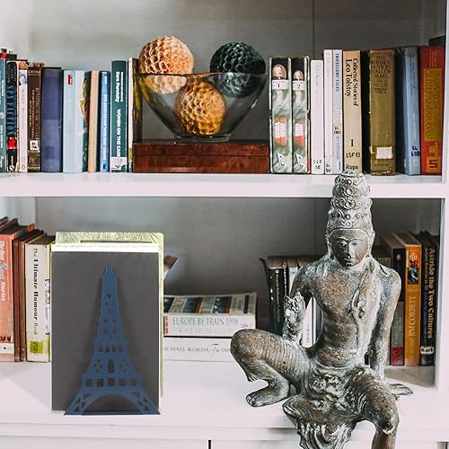 Miniatura 9 de SAFIGLE Sujetalibros de metal para libros, sujetalibros creativos de la Torre Eiffel, sujetalibros negros y blancos para soporte de libros,